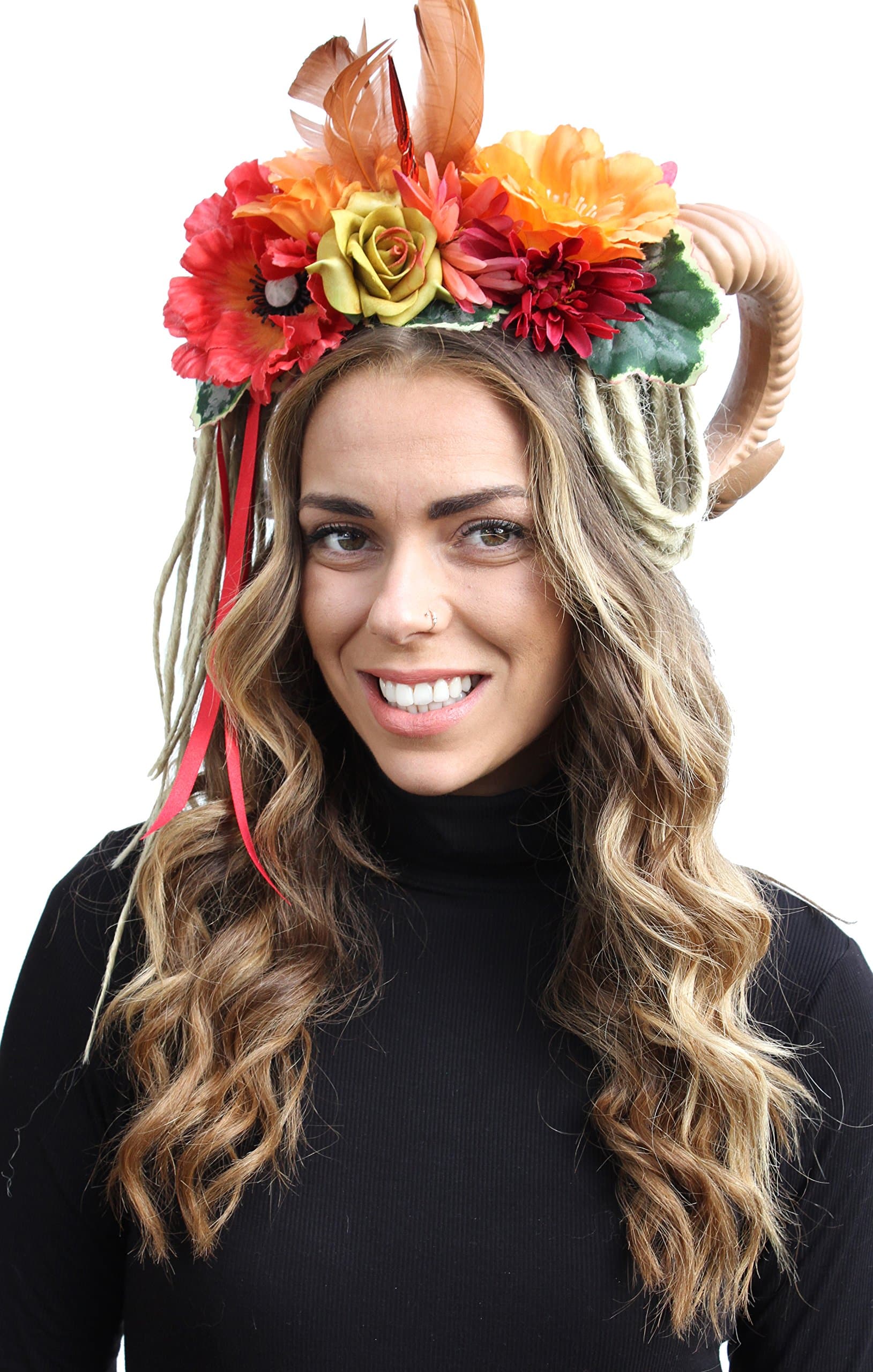 Fairy Rams Horn Dreaded Headdress Festival Flower Crown
