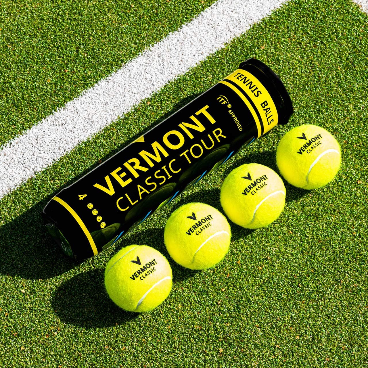 Vermont Classic Tour Tennis Balls - ITF Approved Balls | Woven Cloth Tennis Ball - DuraCore Rubber & FluroFelt Woven Cloth | Tennis Match & Training Equipment | Bulk Buy