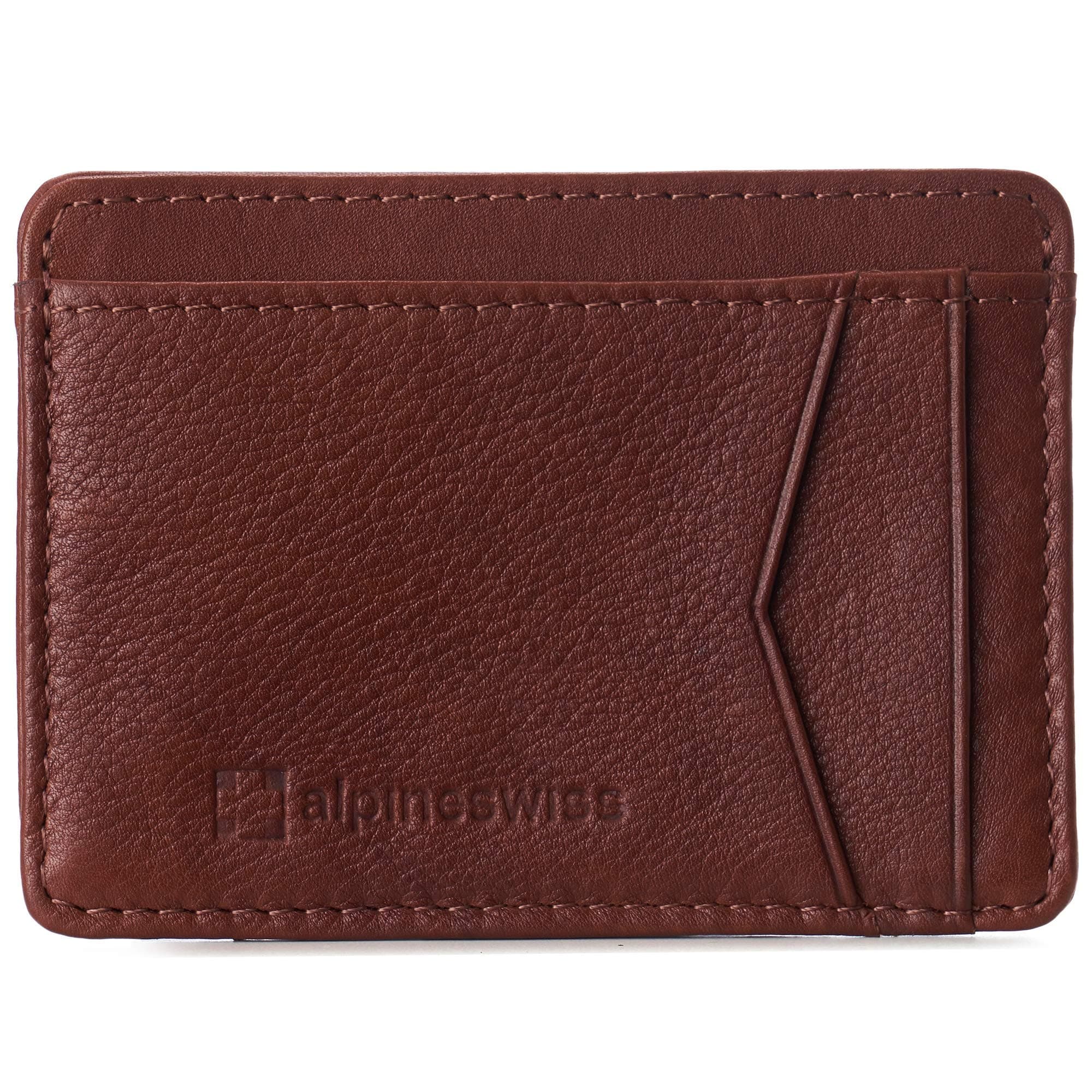 Alpine Swiss RFID Minimalist Oliver Front Pocket Wallet For Men Leather Comes in a Gift Box, Tan, One Size, Front Pocket Wallet