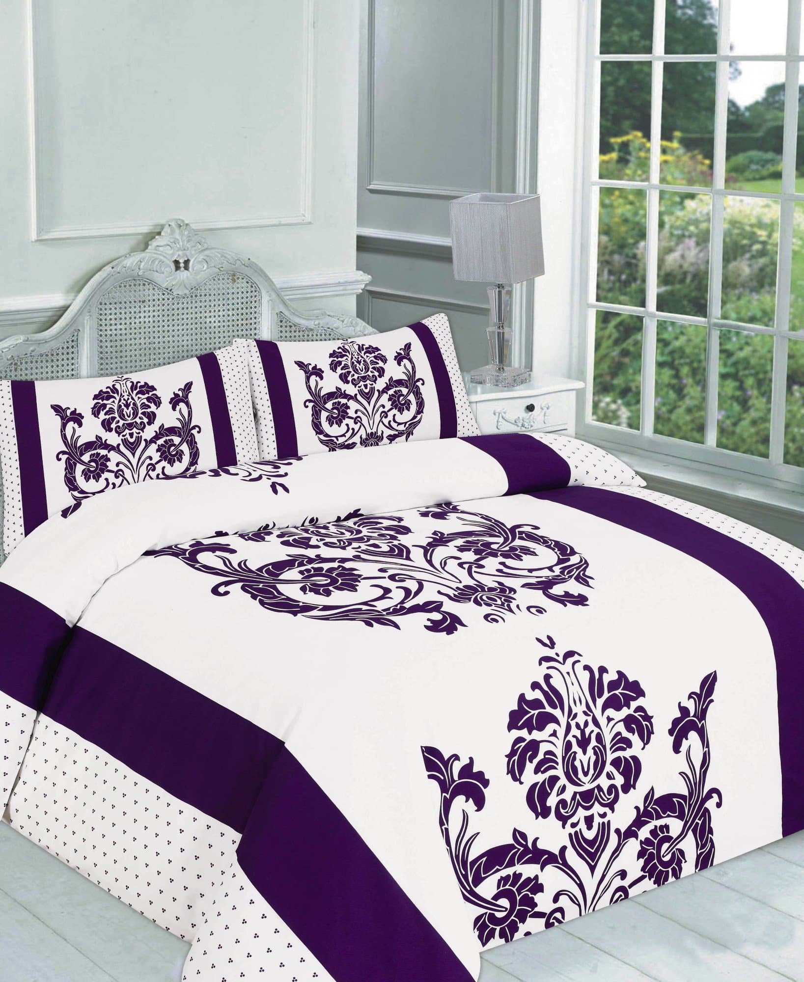 GoldStar® Darcy Purple Super King Size Duvet Floral Print Quilt Cover With Pillow Case