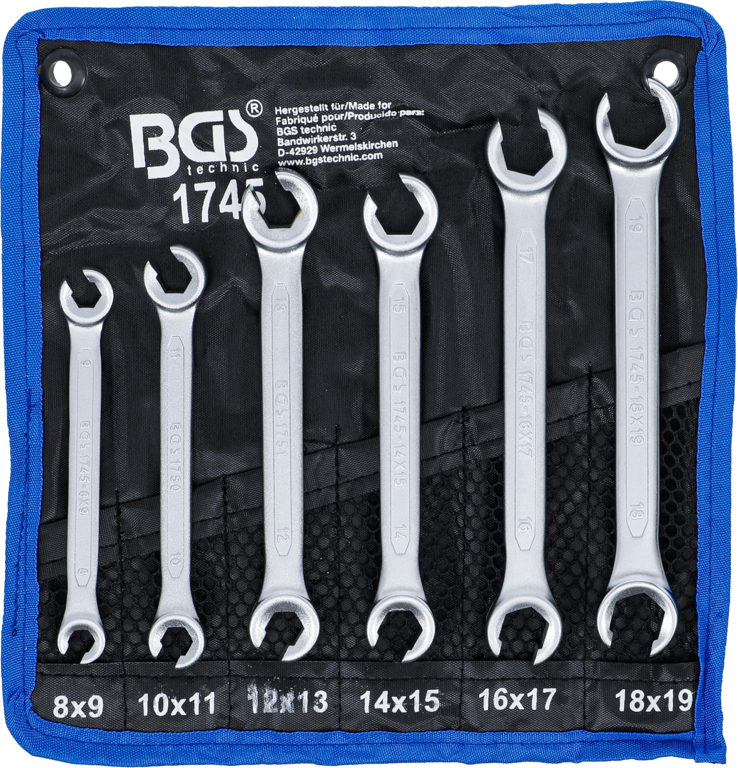 BGS 1745 | Double Ring Spanner Set, open Type | 8 x 9 - 18 x 19 mm | 6 pcs.