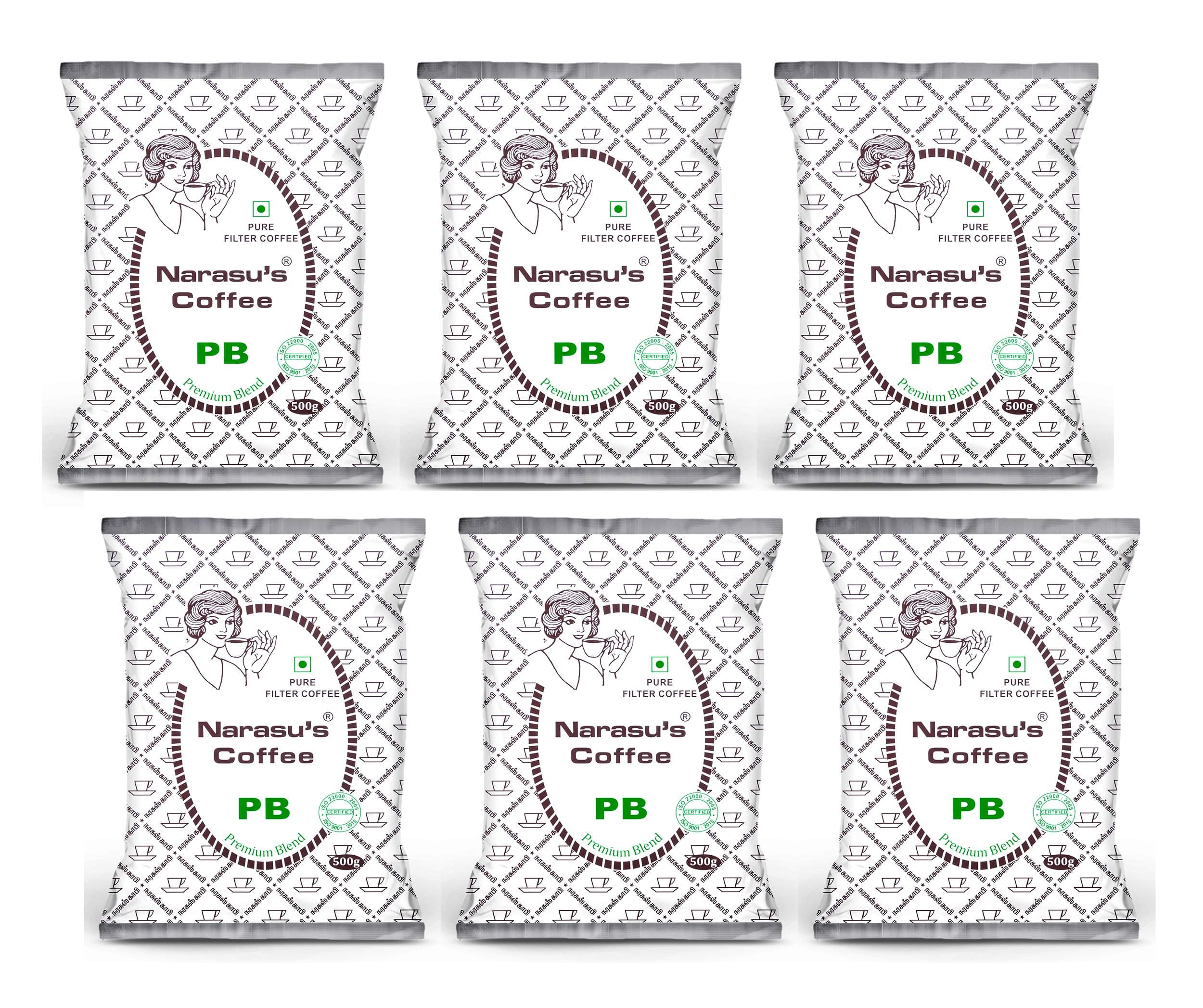 Narasus Coffee Pure Filter Coffee Peabery - 6 X 500 Grams