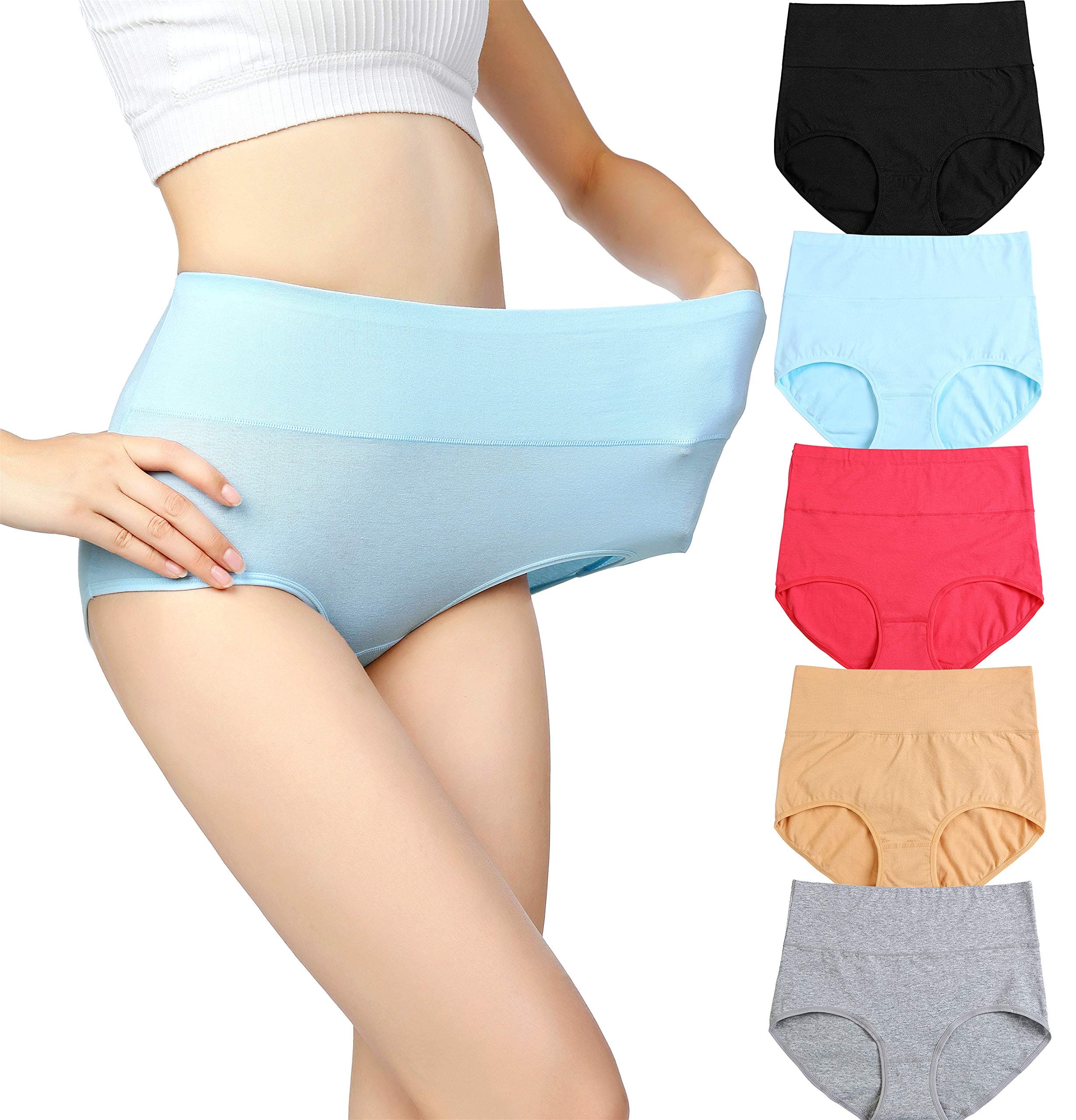 Womens High Waist Cotton Panties C Section Recovery Postpartum Soft Stretchy Full Coverage Underwear(5 Pack)