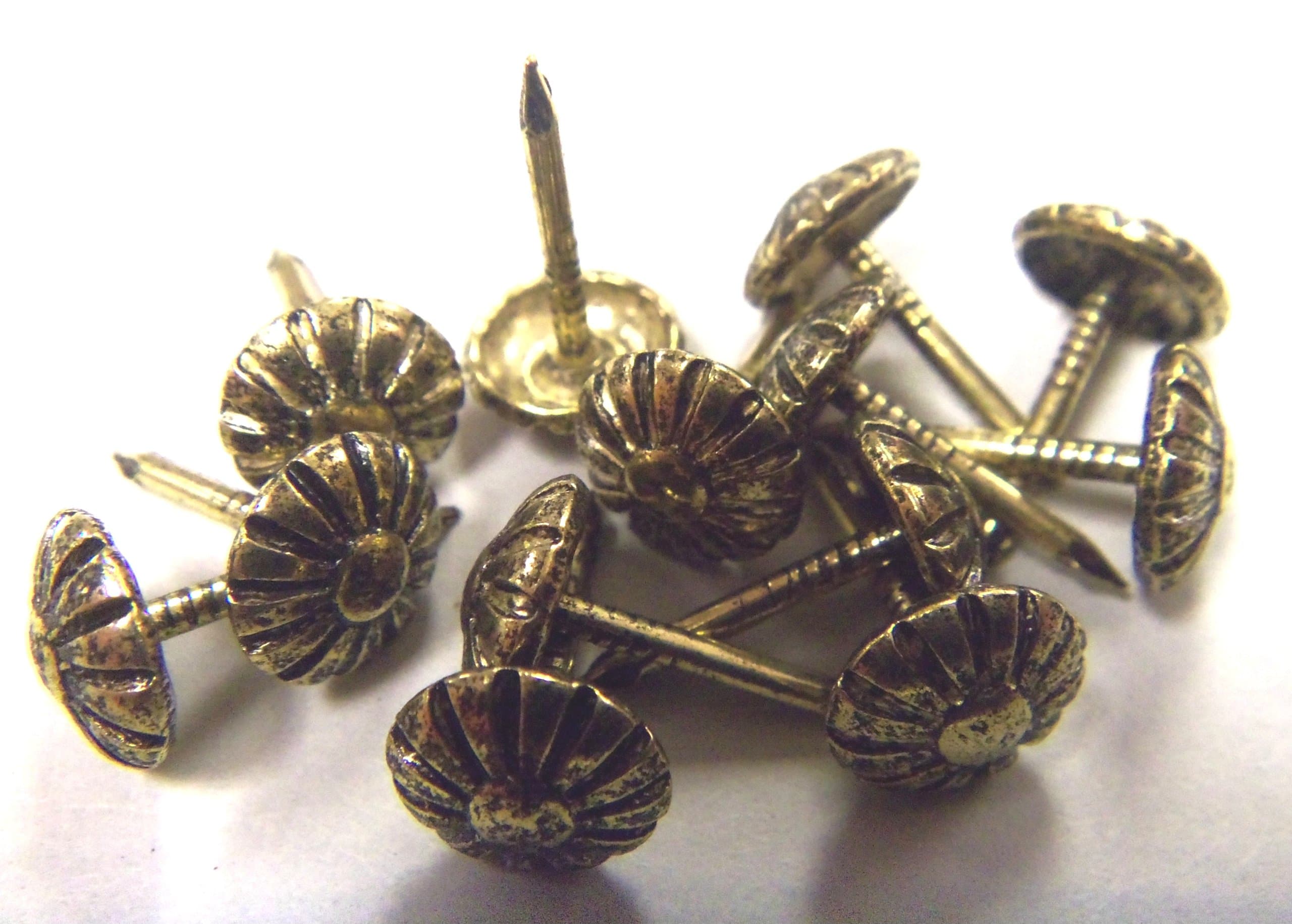 Petite 3/8" Head Rosette Floral Decorative Tack Nail Upholstery Stud - 1,000pcs - Antique Gold