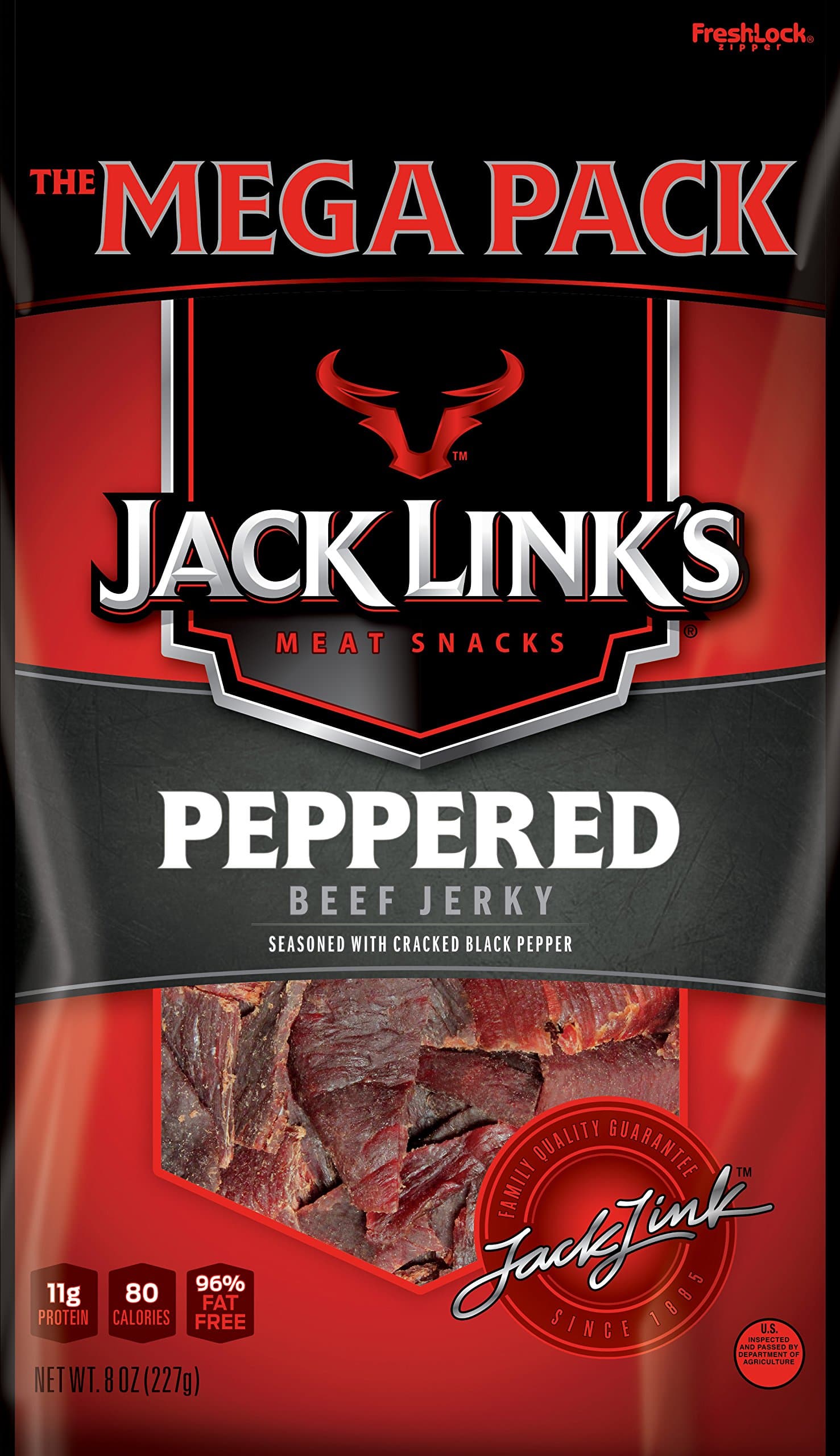 Jack Links Beef Jerky, Peppered, 8 Ounce