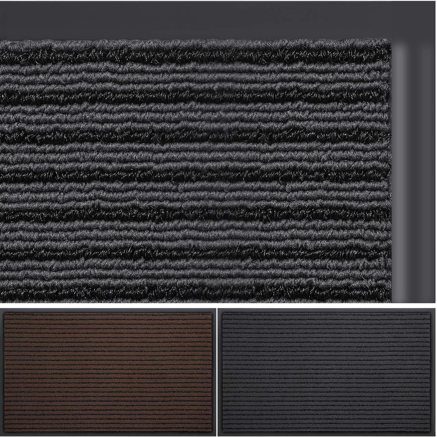 Bertte Door Mat Outdoor Rubber Garage Floor Welcome Doormat Waterproof Heavy Duty Entryway Carpet Low-Profile Easy Clean Odorless Entrance Rug for Patio High Traffic Areas, 18"x 30", Gray