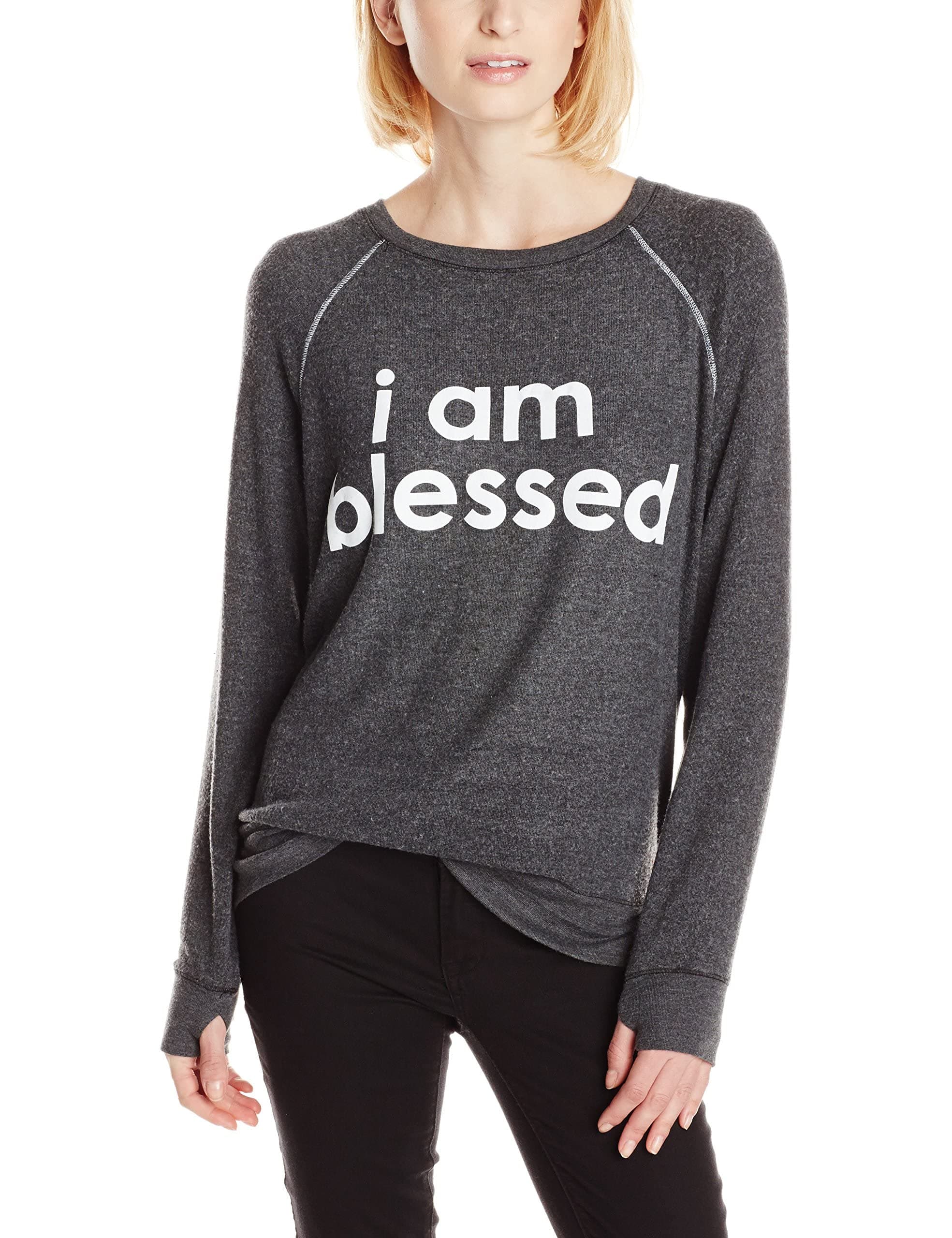 Peace Love World Women's Comfy i Am Blessed Longsleeve Top