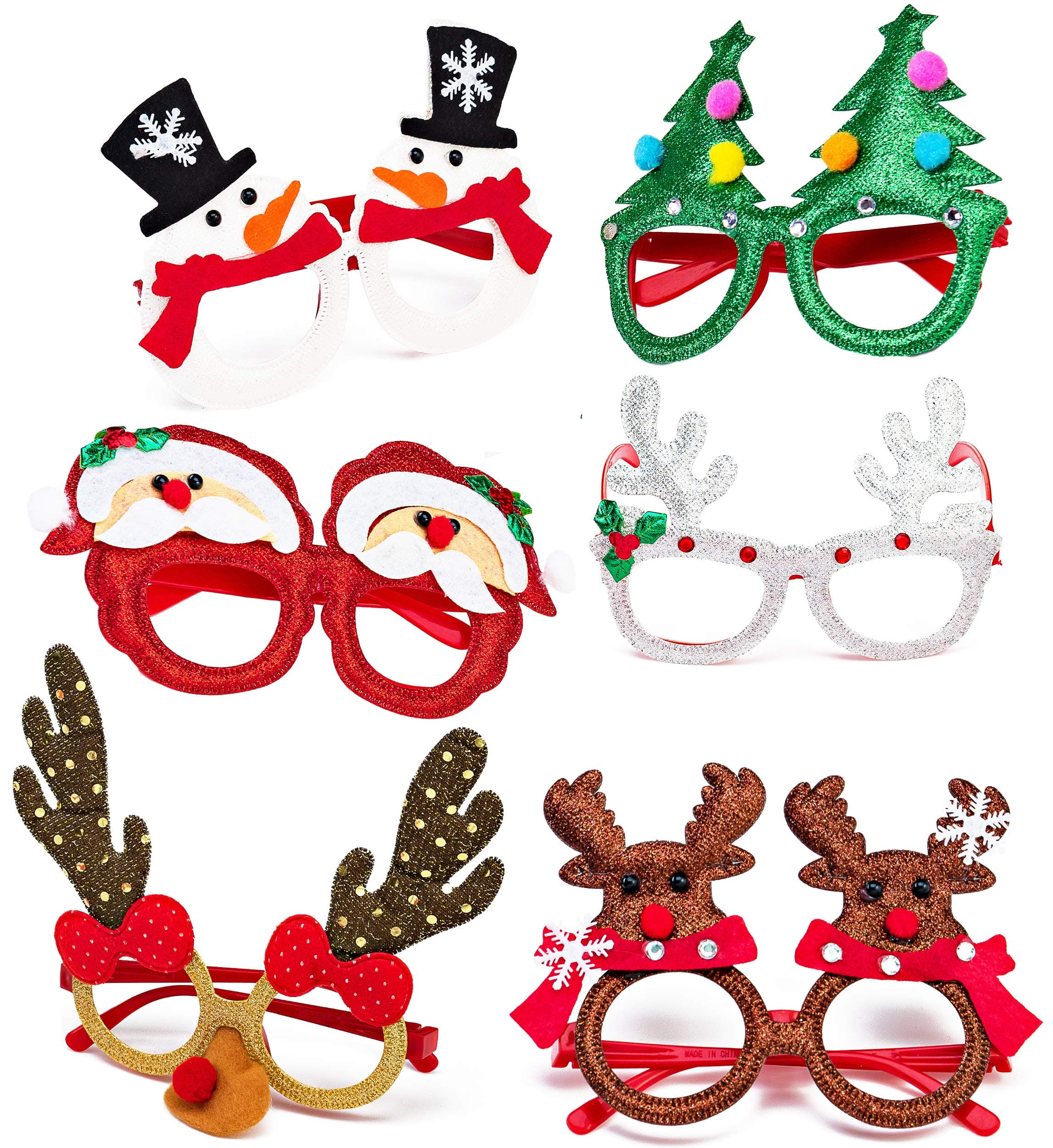 Christmas Glasses | Christmas Favors for Holiday Christmas Party | Christmas Headwear (6) | Xmas Holiday Accessories