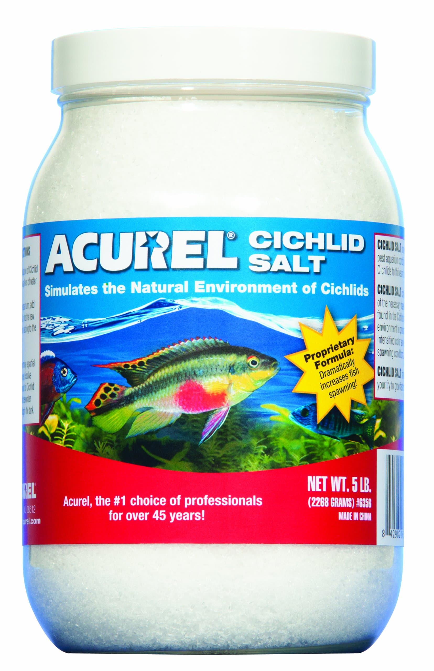 Acurel African Cichlid Salt, Aquarium and Pond Water Treatment, 5-Pound