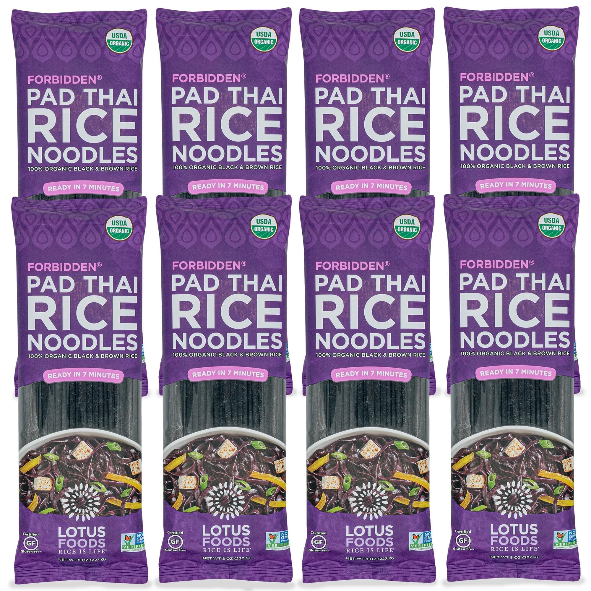 Organic Forbidden Rice Pad Thai Noodles - Asian Style Noodles for Pho or Stir Fry, Gluten Free, Vegan, Whole Grain, Non GMO, Serve Hot or Cold - 8 Oz (Pack of 8)