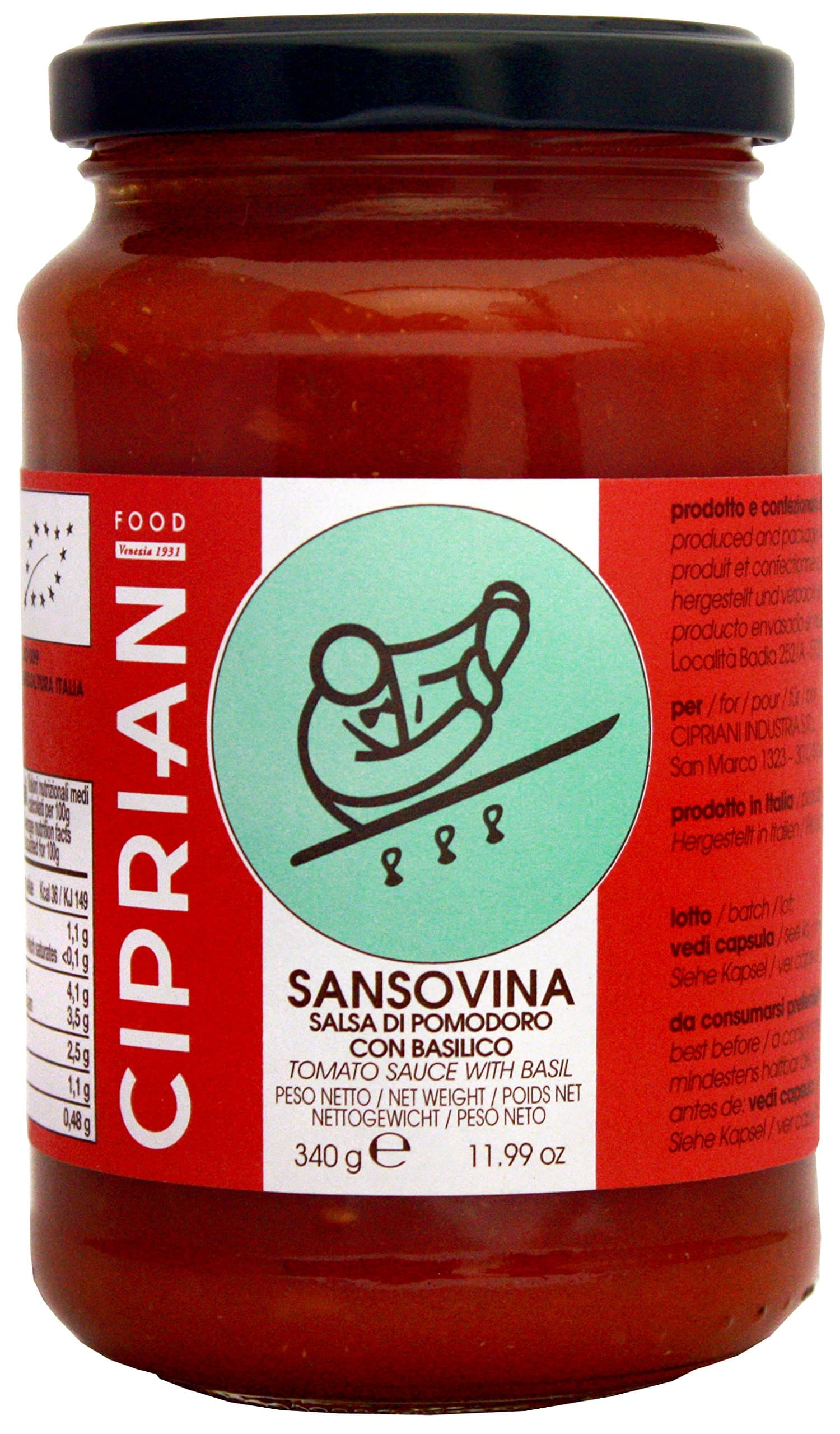 Cipriani Food USDA Organic Sansovina Sauce, 12 oz