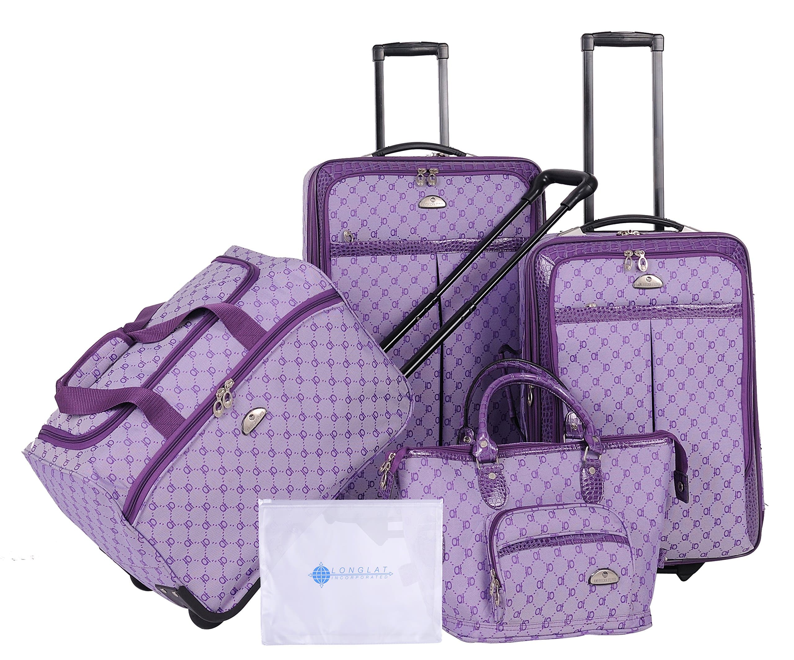 American Flyer Clair 5-Piece Luggage Set, Light Purple, One Size