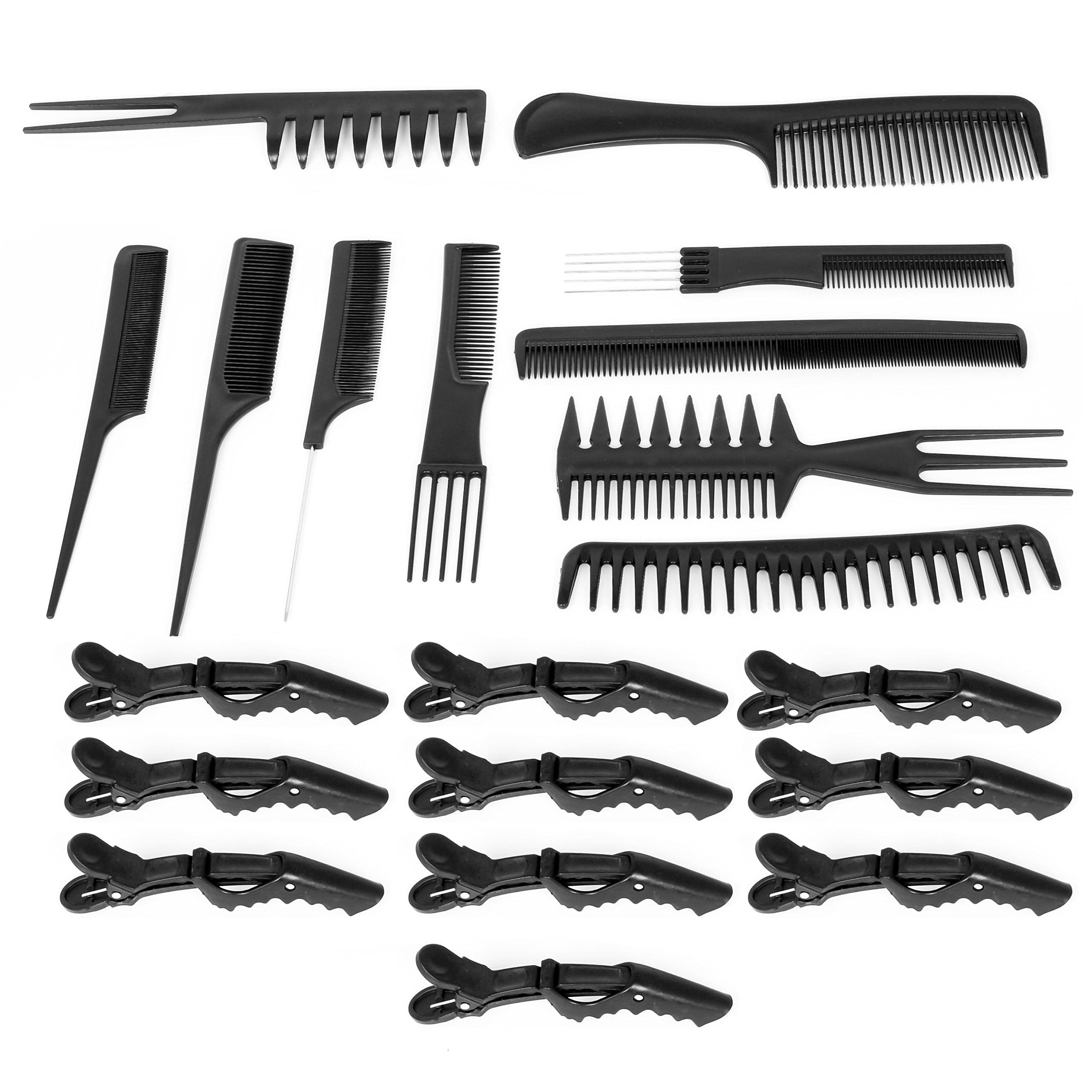 Hair Styling Clips Comb Set, 10PCS Clips/10PCS Combs, Black