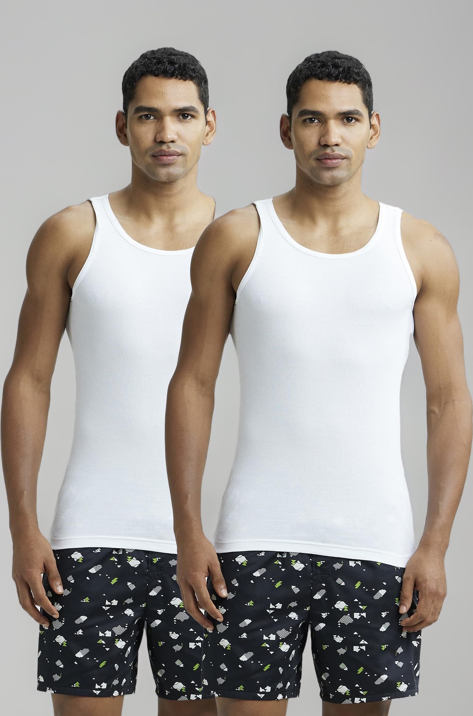 8823 Men's Super Combed Cotton Rib Slim Fit Round Neck Sleeveless Vest with Stay Fresh Properties (Pack of 2)