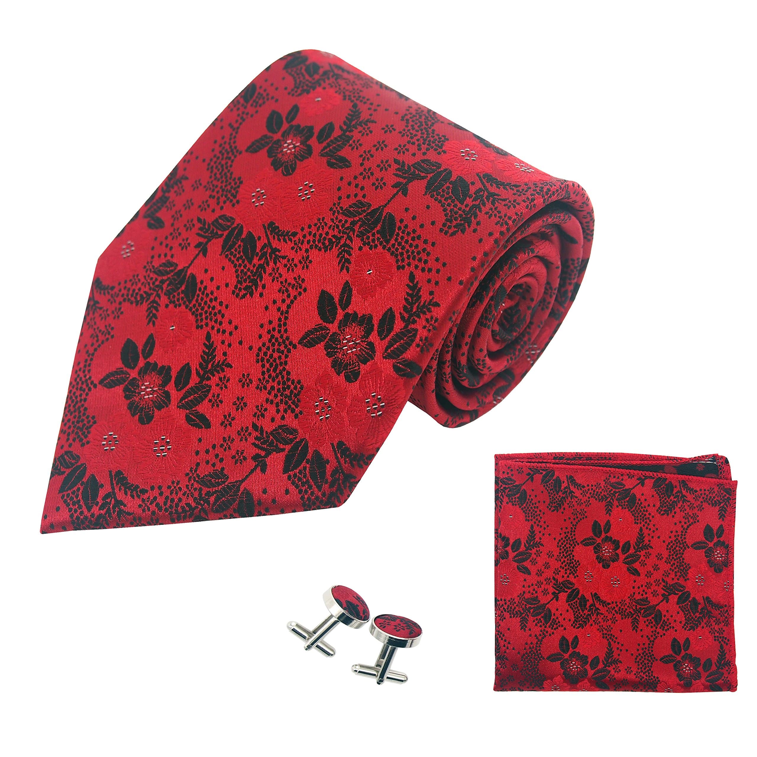 PilotMan Men's Tie Floral Jacquard Silk Tie Florets Necktie With Gift Box