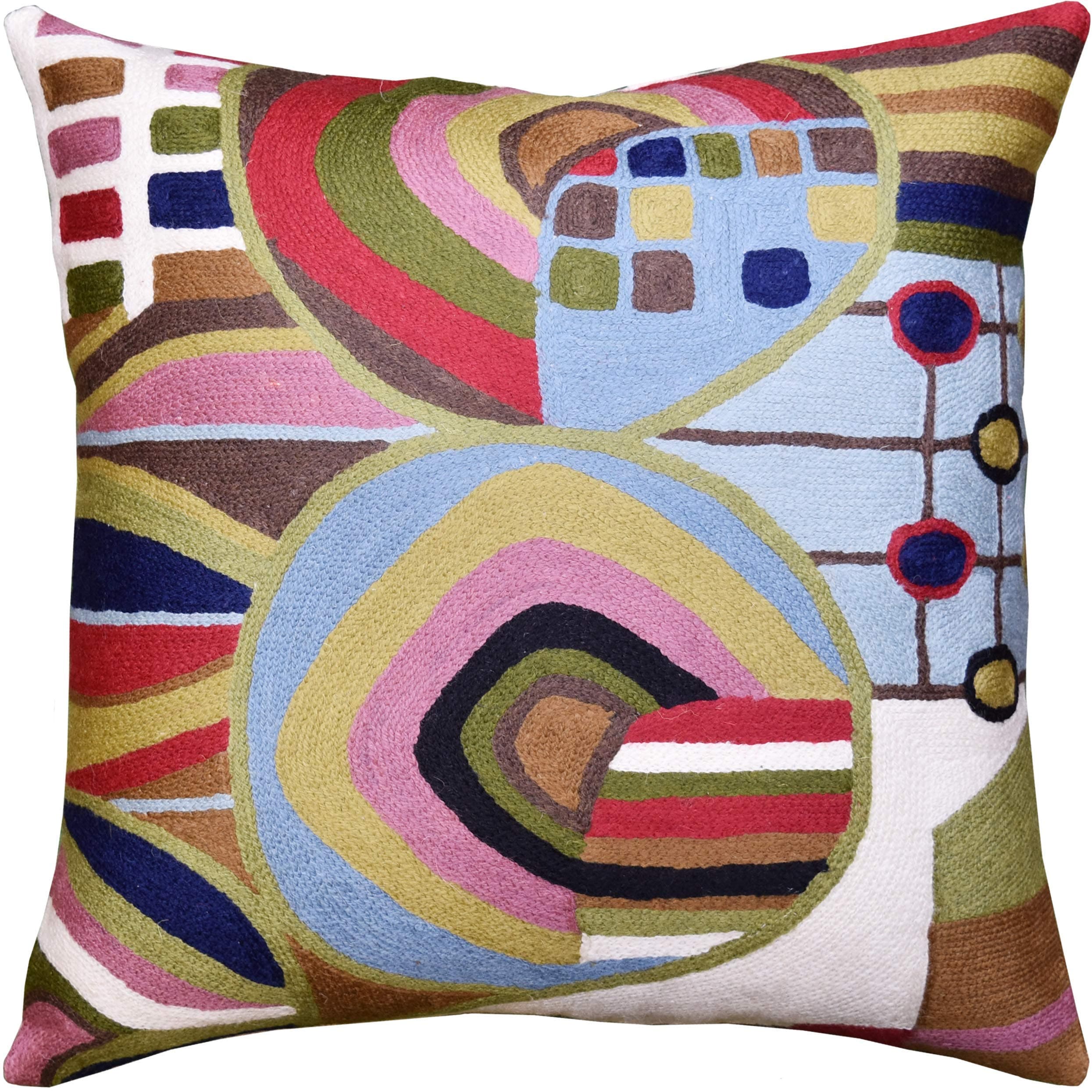 Kashmir Designs Hundertwasser Modern Pillow Cover Contemporary Pillowcase Outdoor Abstract Couch Accent Throw Pillowsham Mid Century Chair Cushions Handmade Wool Size 18x18