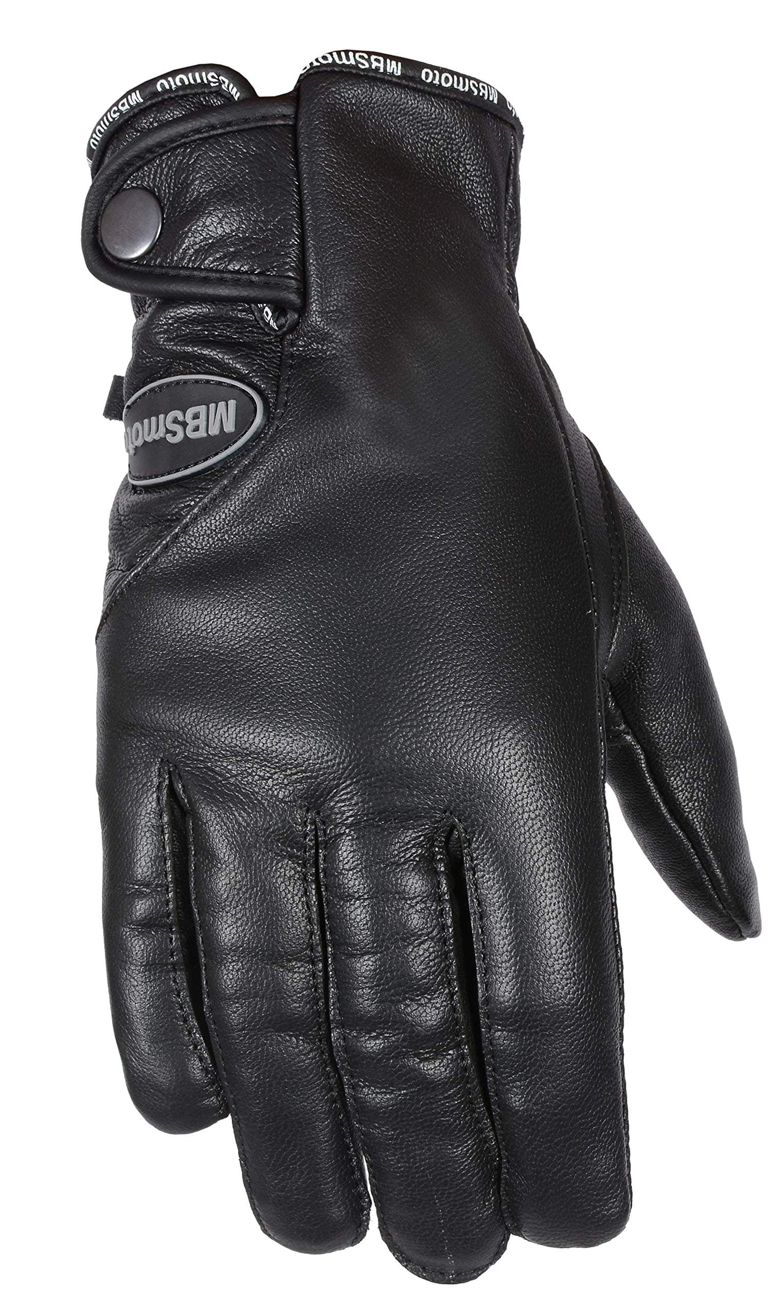 MBSmoto MBG33 SHORT LEATHER MOTORCYCLE BIKE SCOOTER CRUISER TOURING SOFT FASHION GLOVES BLACK (Small)