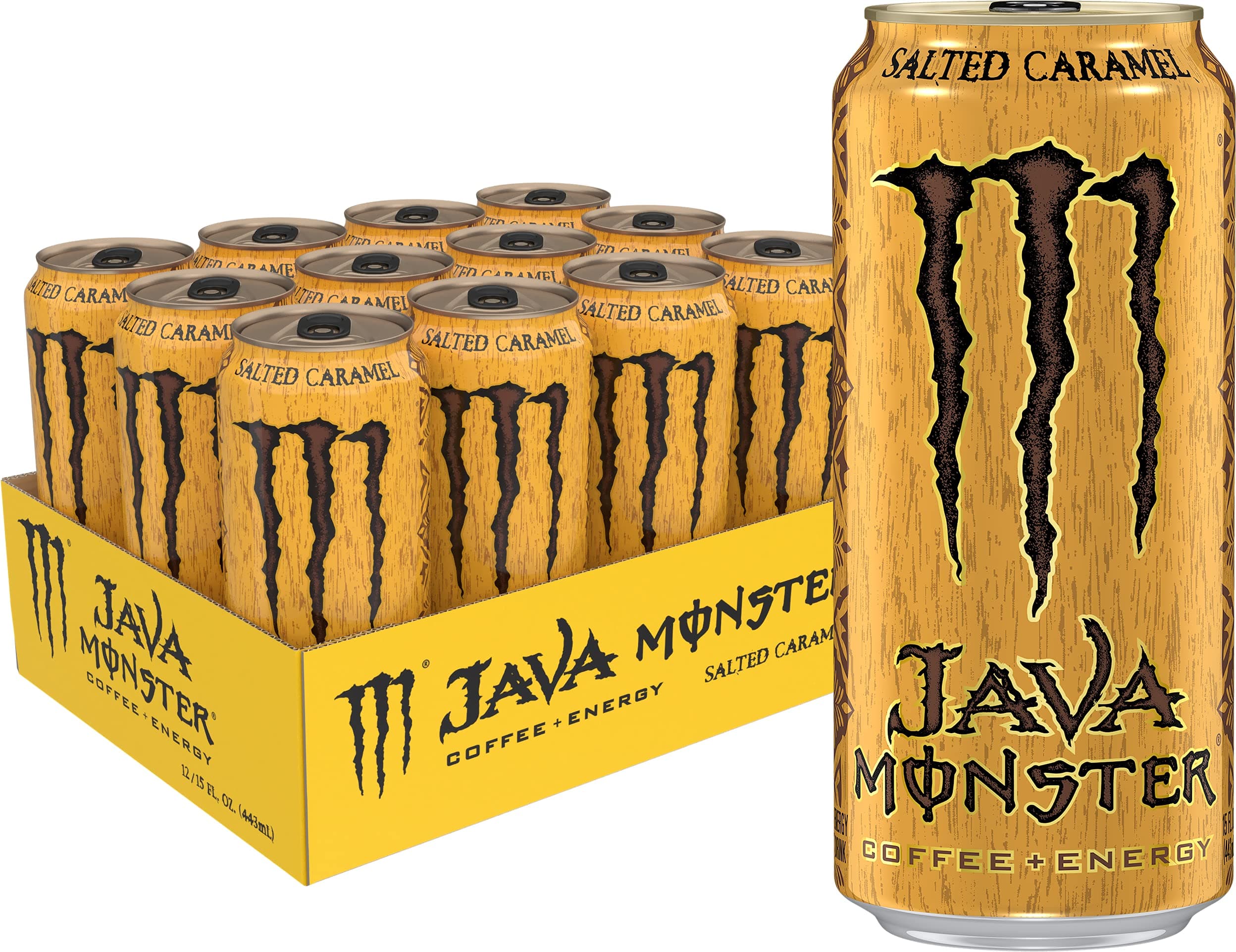 Monster Energy Java Monster Salted Caramel, Coffee + Energy Drink, 15 Fl Oz | Pack of 12