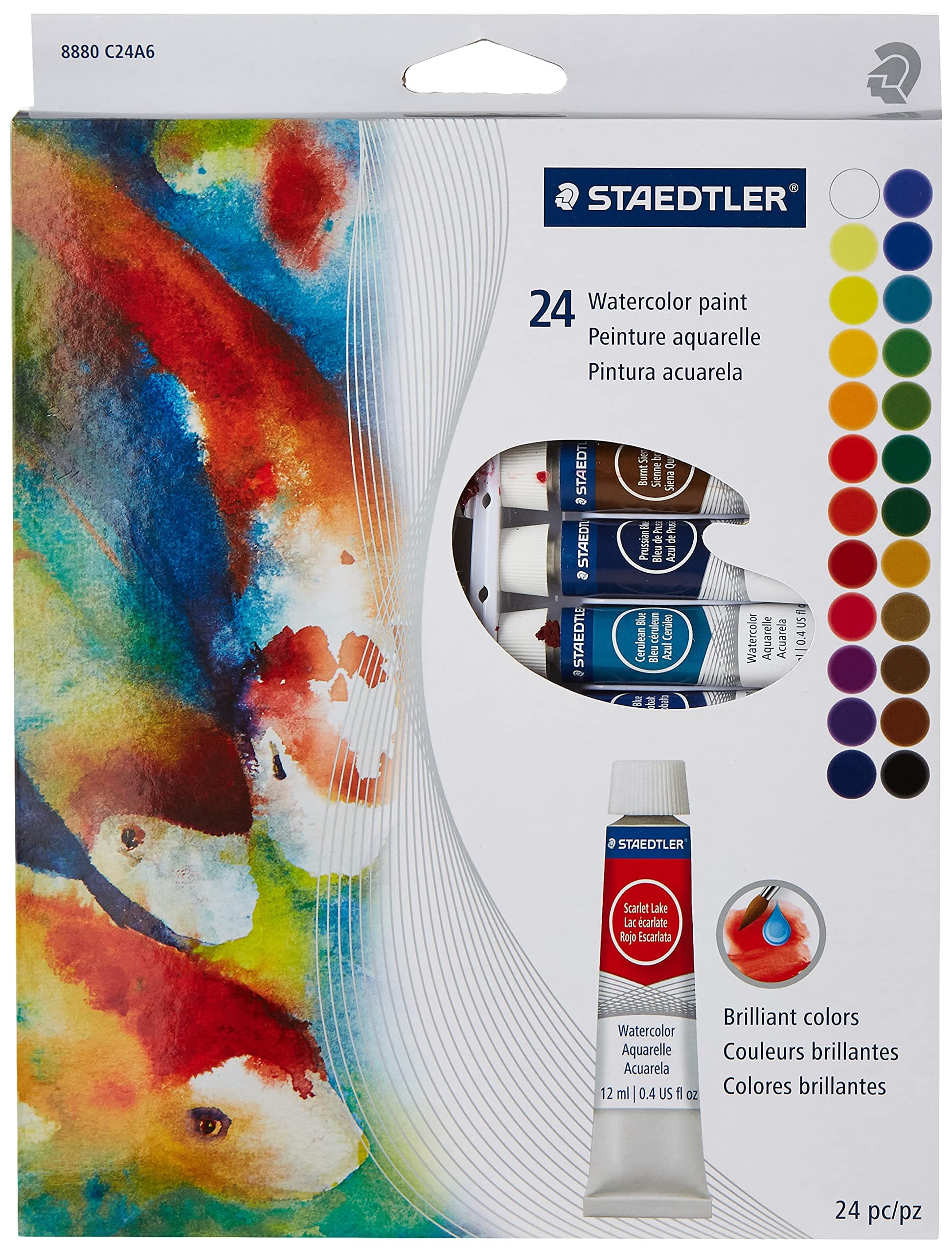 STAEDTLER Watercolor Paint Set, 0.4 Fl Oz (Pack of 24), 9