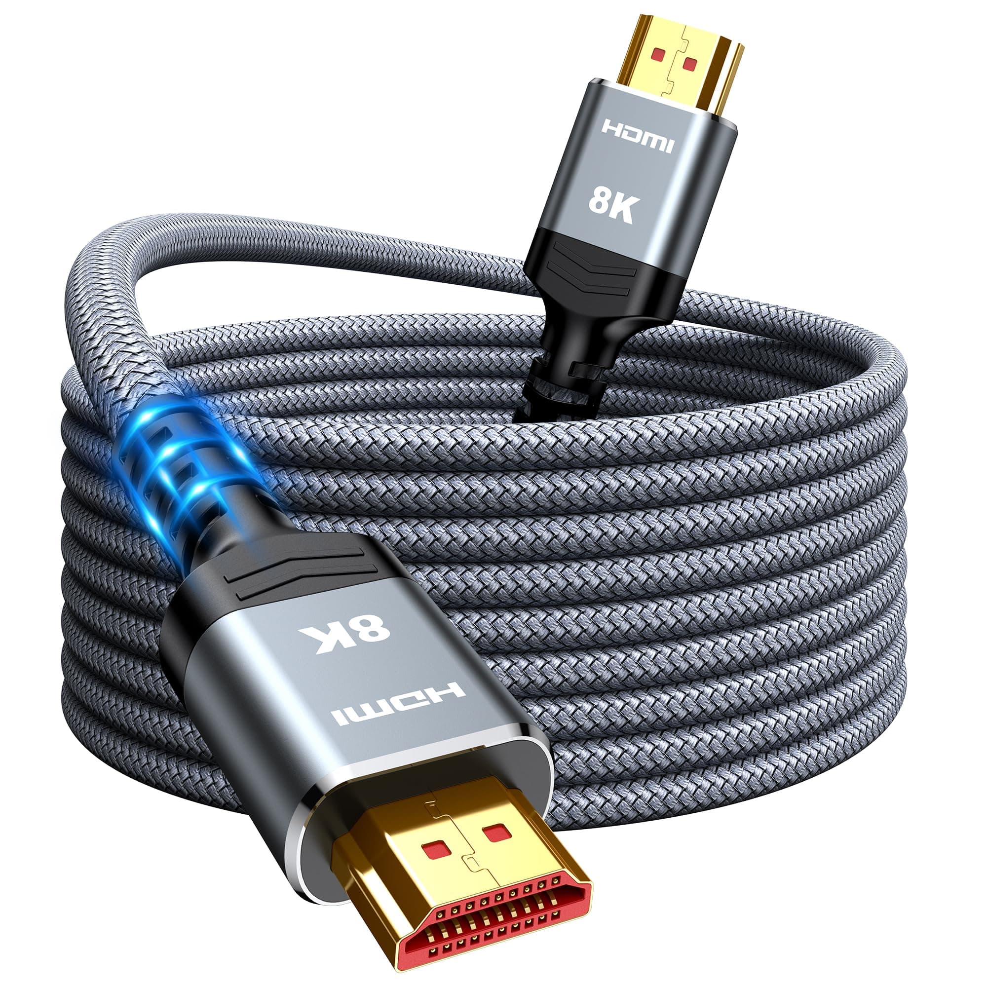 HDMI 2.1 cable 10m, 8K hdmi cable Snowkids Ultra HD hdmi 48Gbps High Speed 8K@60Hz,4K@120Hz,eARC HDR10 4:4:4|21:9,HDCP 2.2/2.3 Dolby,3D,VRR, Compatible with Play-station 5/PS-5/Roku TV