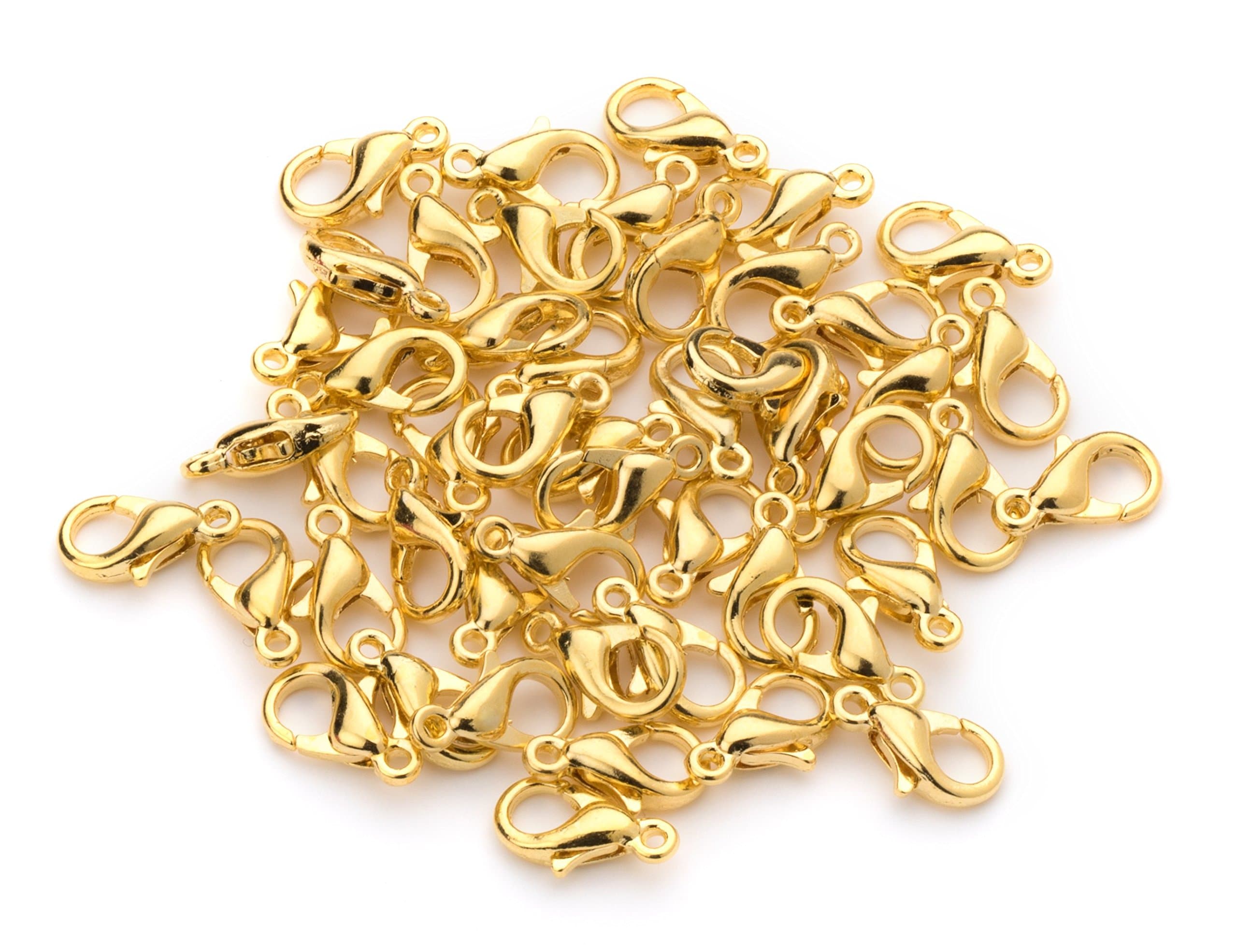 100 Lobster Clasps (12x6) Gold Plated Lobster Claw Clasps Jewelry Making Findings Lead & Nickel Free