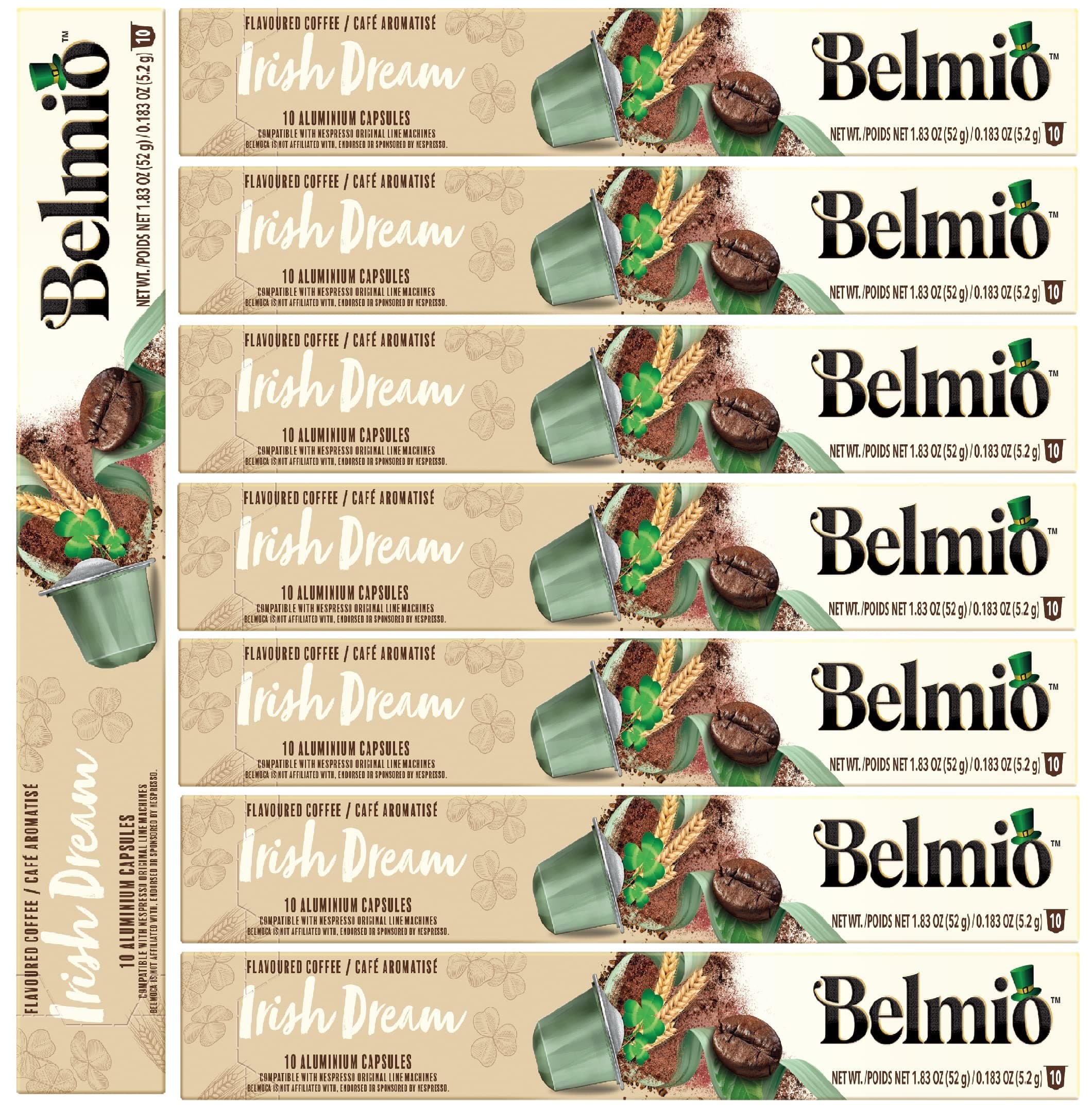 BelmioIrish Dream Flavour Aluminium Coffee Capsules, Pack of 8 (Total 80 Capsules)
