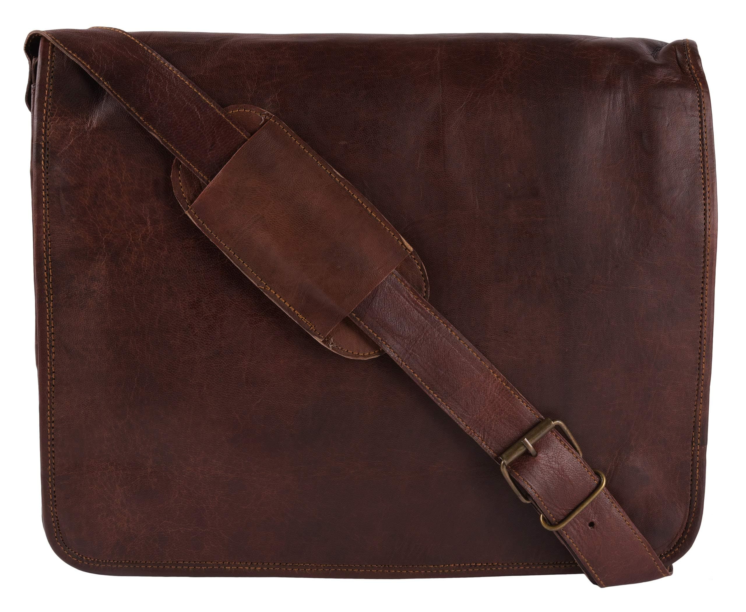 15" Men's Hand-Crafted Messenger Genuine Leather Briefcase Satchel Laptop Shoulder Bag