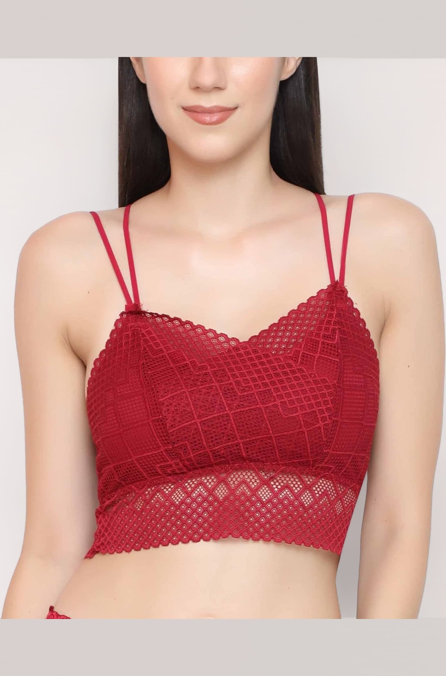 - Women's Lace Spandex Padded Wire Free Adjustable Straps Lace Floral Pattern Everyday Bra | Smooth Lace Full Coverage Bralette Bandeau Bra Crop Tube Top, Free Size