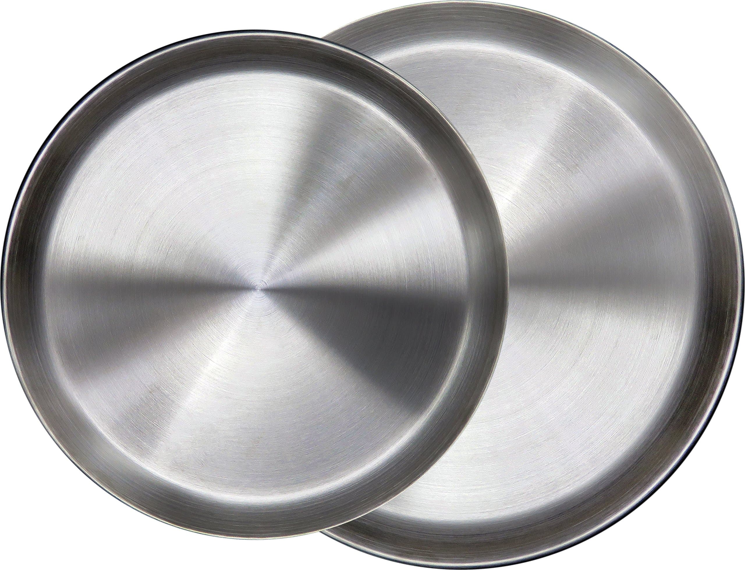 Matte Polished 12.0 inch 304 Stainless Steel Round Plates Dish, for Dinner Plate, Camping Outdoor Plate, Baby safe, Toddler, Kids, BPA Free (1-Pack) (L (12.0"))
