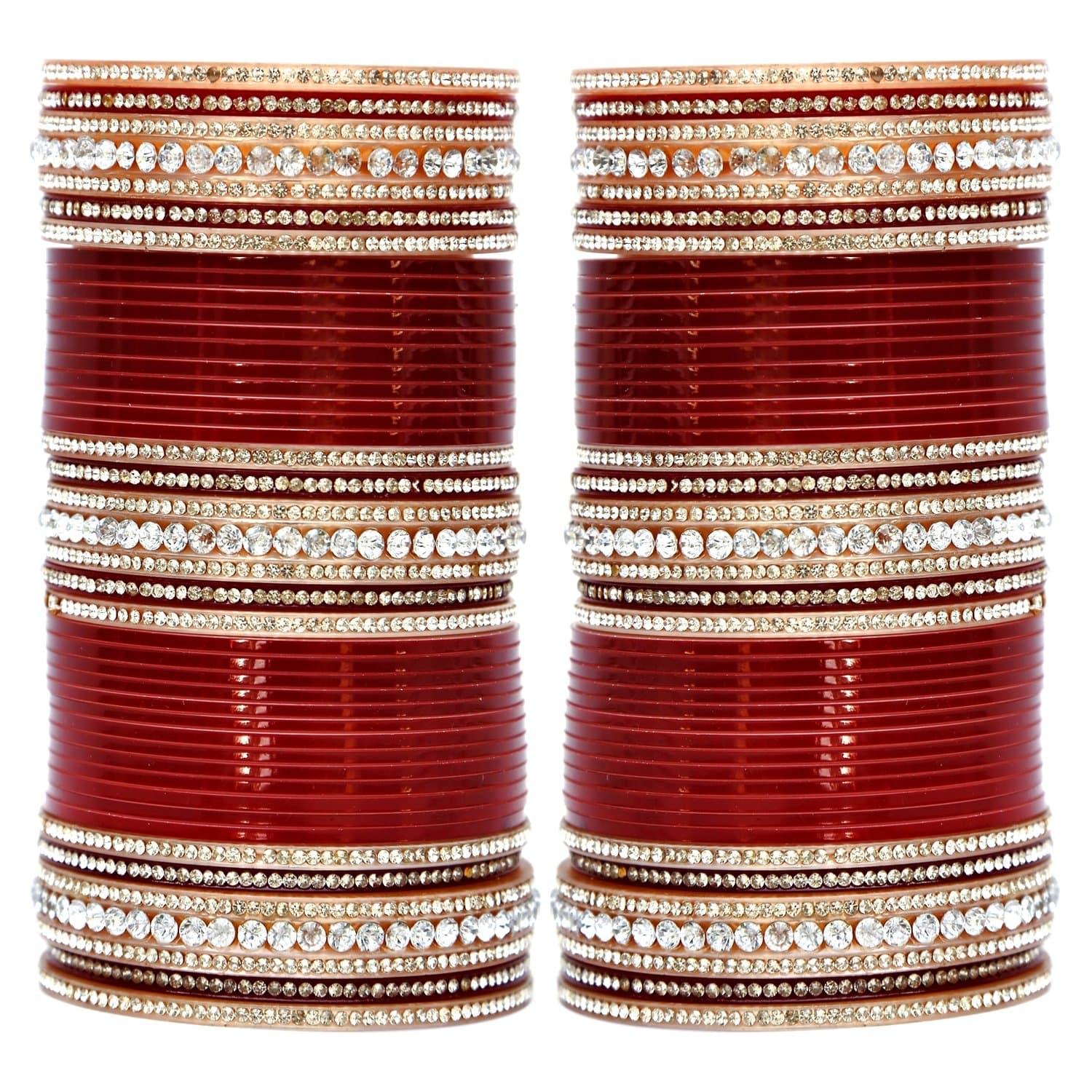 Lucky Jewellery Maroon Bridal Dulhan Punjabi Choora, Wedding Chudas Set (446-G1C1-NT-M)