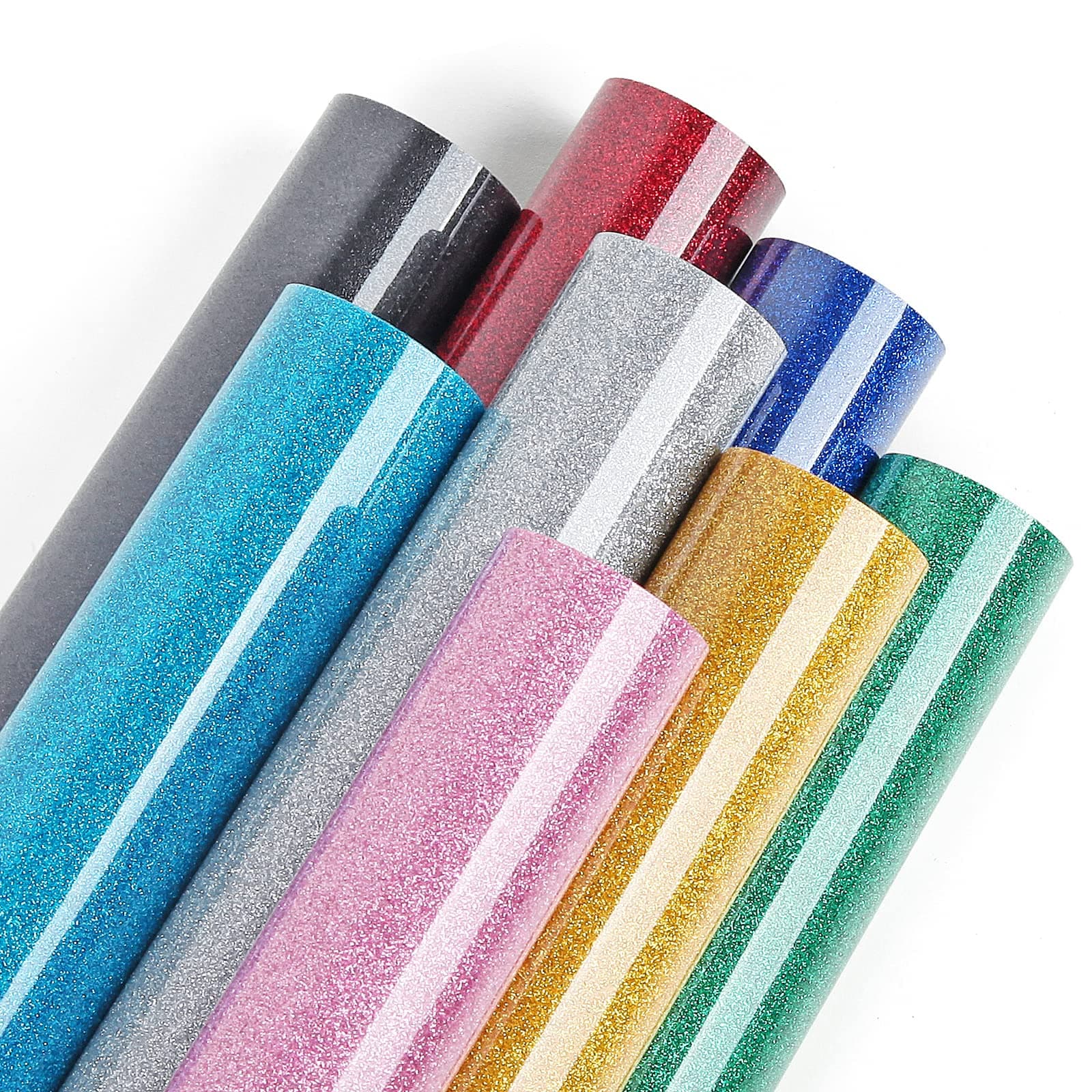 – Glitter Heat Transfer Vinyl for Cricut (Muticolor-8 Pack)