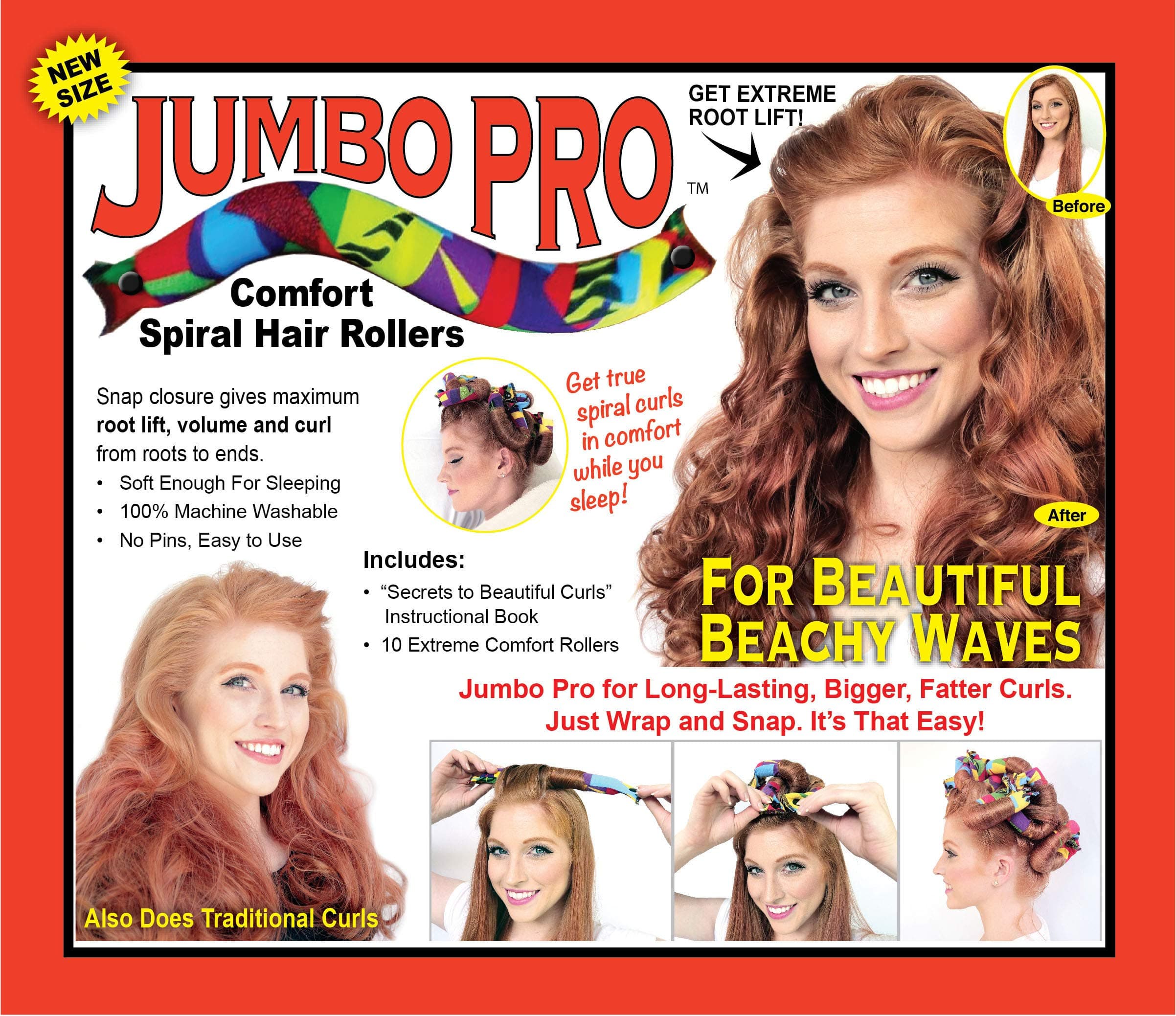 Jumbo Pro hair curlers from Wrap Snap Go