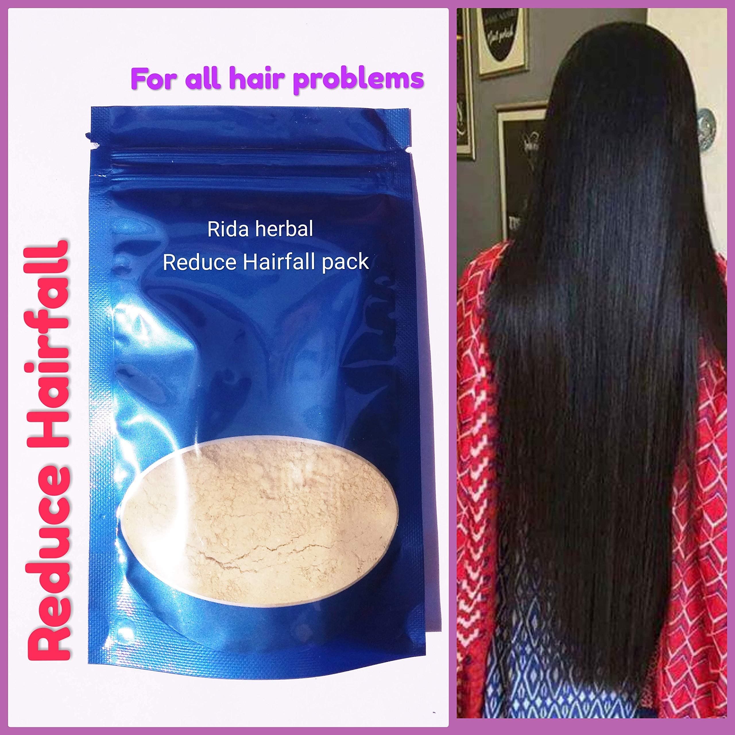 Rida Herbal ayurvedic hair fall pack with 20 special herbs and mask, hair powder no dandruff for women and men