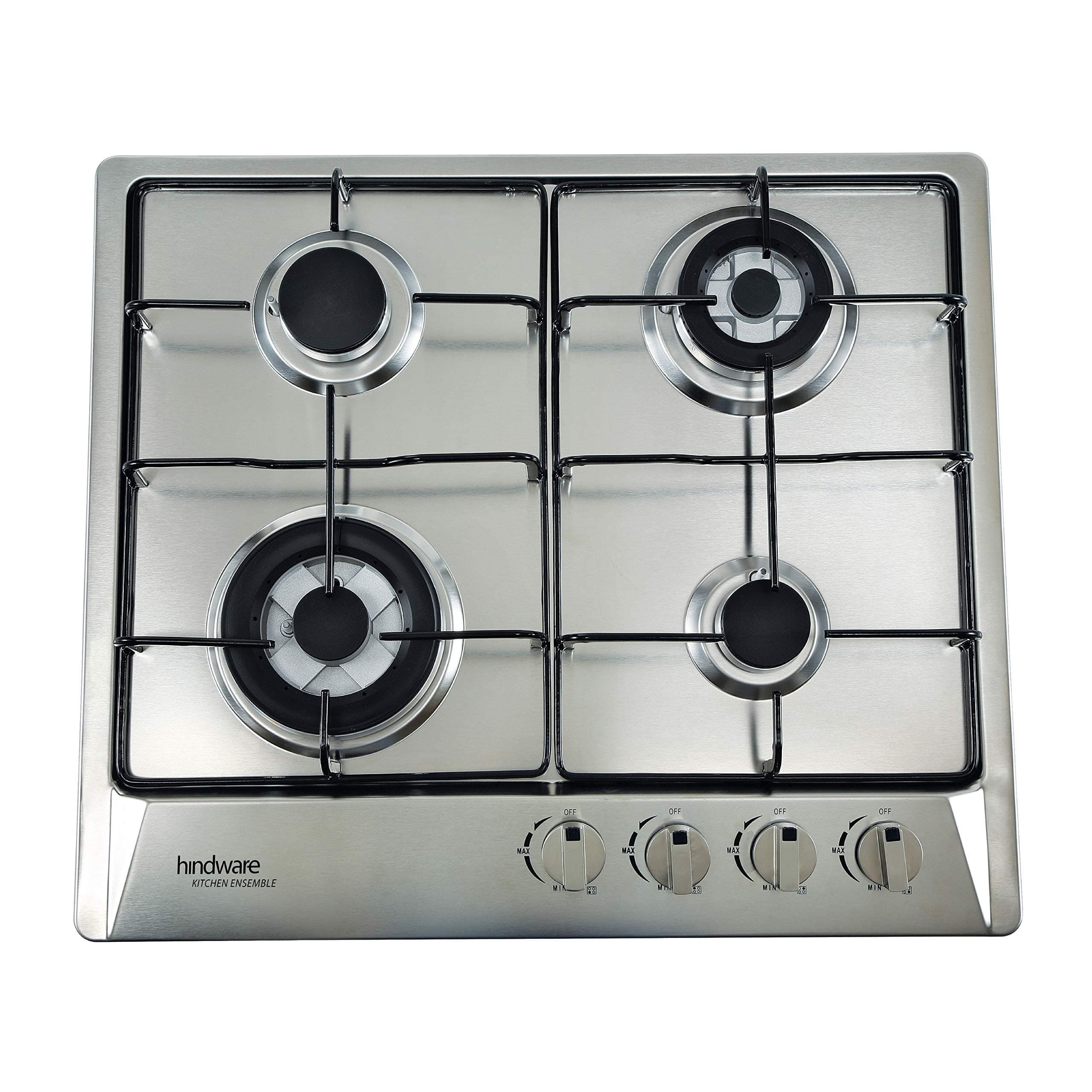 Hindware Athena Stainless Steel 4 Burner Gas Stove, Auto Ignition, Inox - Multicolor