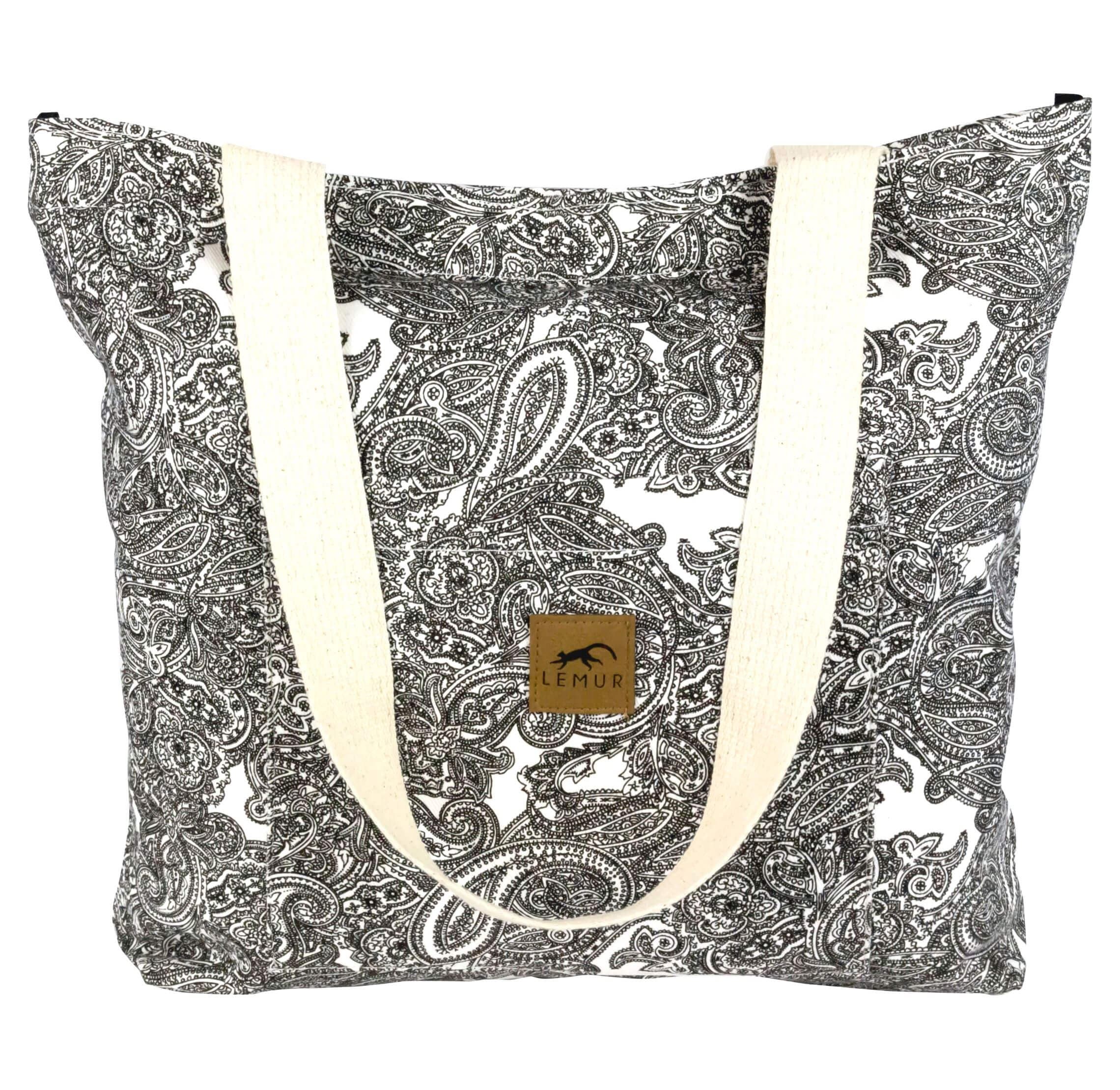 Canvas Shoulder Tote Bag - Large Eco-Friendly Zippered Tote with Front Pocket