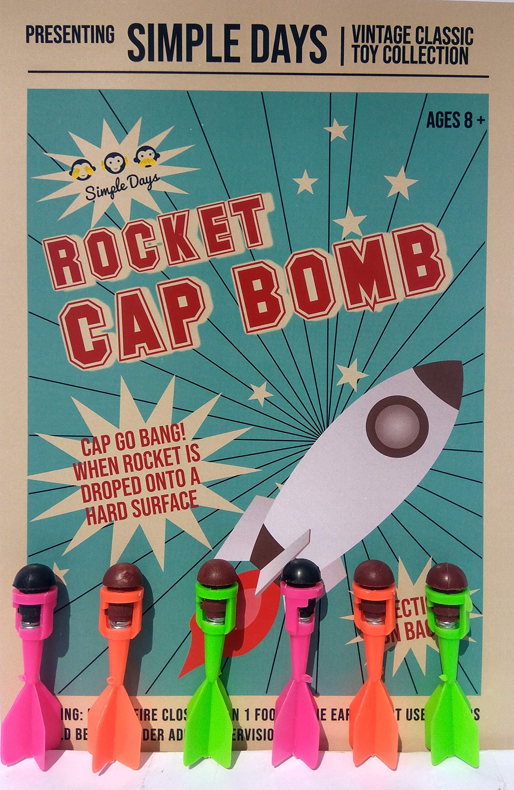 SIMPLE DAYS Rocket Cap Bomb Toy - 6 Pcs/Set, For Kid, Assorted