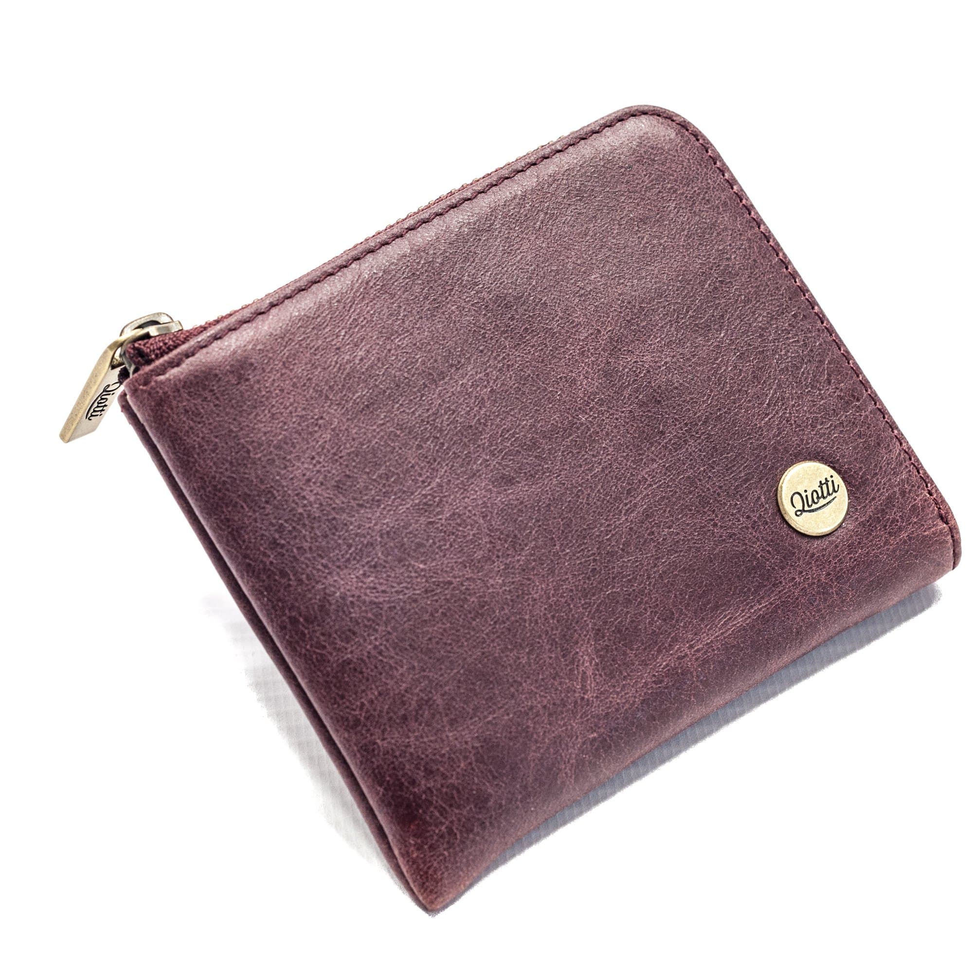QIOTTI Zip Pouch Genuine Leather Coin Purse Mini Change Card Case Small Zipper Wallet Coin Bag for Women (Fine Purple)