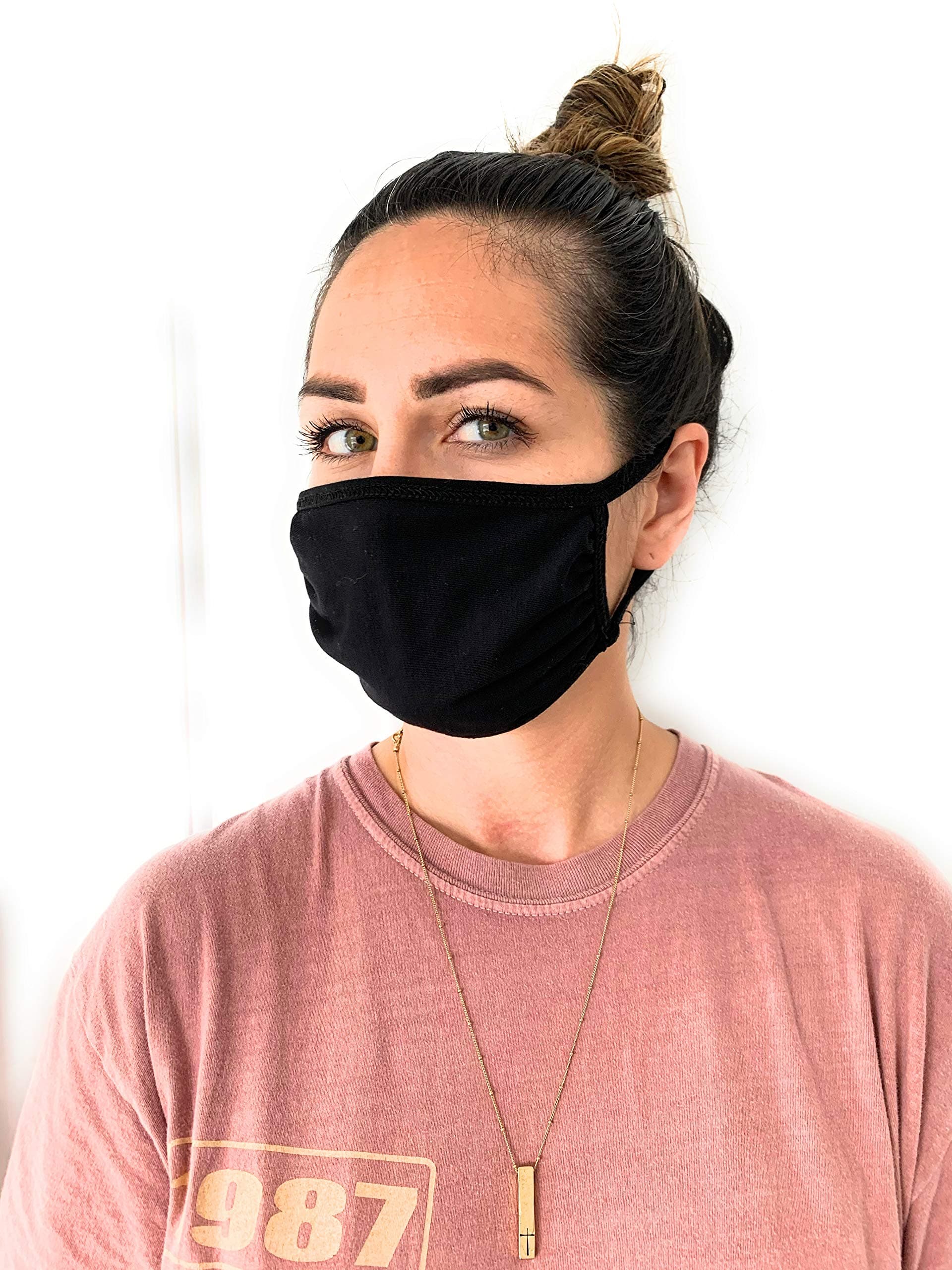 UNIME Fashion Protective Face Masks, Unisex Black Dust Cotton Mouth Masks, Washable, Reusable Masks Pack of 4