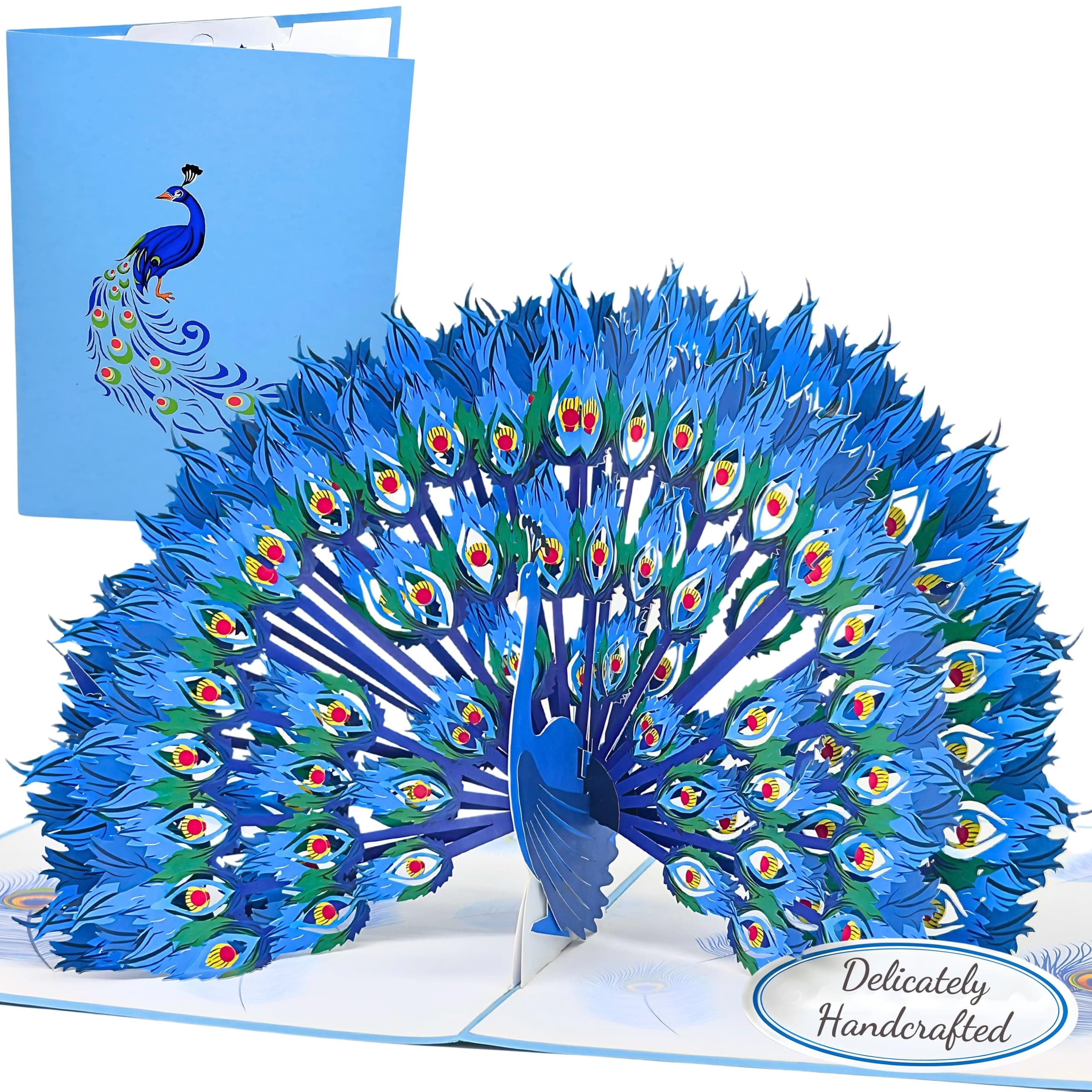 Magic Moments® Pop Up Birthday Card Proud Peacock – Handmade 3D Birthday Cards for Mum, Wife & Daughter – Personalised Greeting Card with Magical Envelope