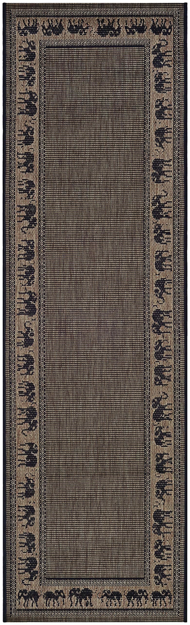 Couristan Recife Indoor Outdoor Area Rug – 2'3" x 7'10" Runner in Cocoa-Black, Durable Flatwoven Animal Print Design Rug – Entryway, Patio or Mudroom Home Decor