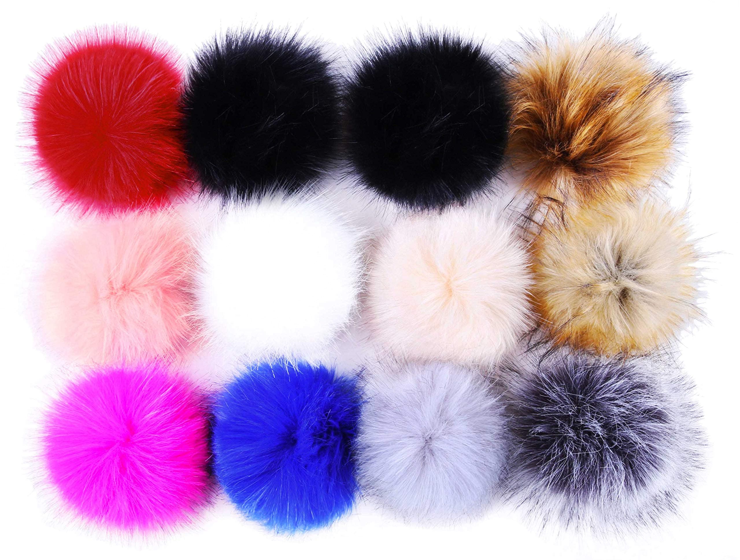 Faux Fur Pom Poms Balls for Hats Pompoms Knitting Crafts Bulk White Red Black