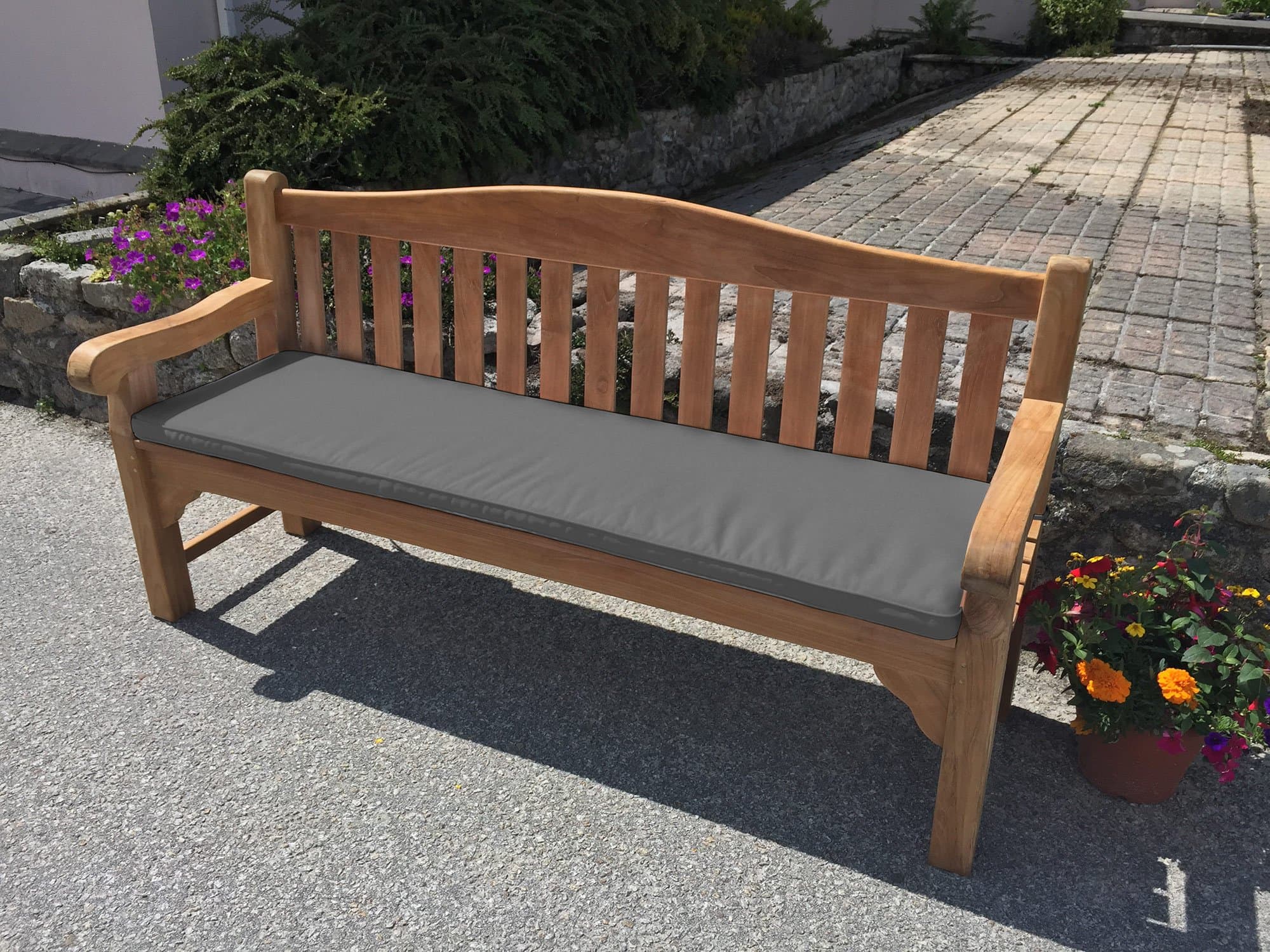 Sustainable Furniture Four Seater Garden Cushion only, Bench not Included-(Dove Grey) Showerproof