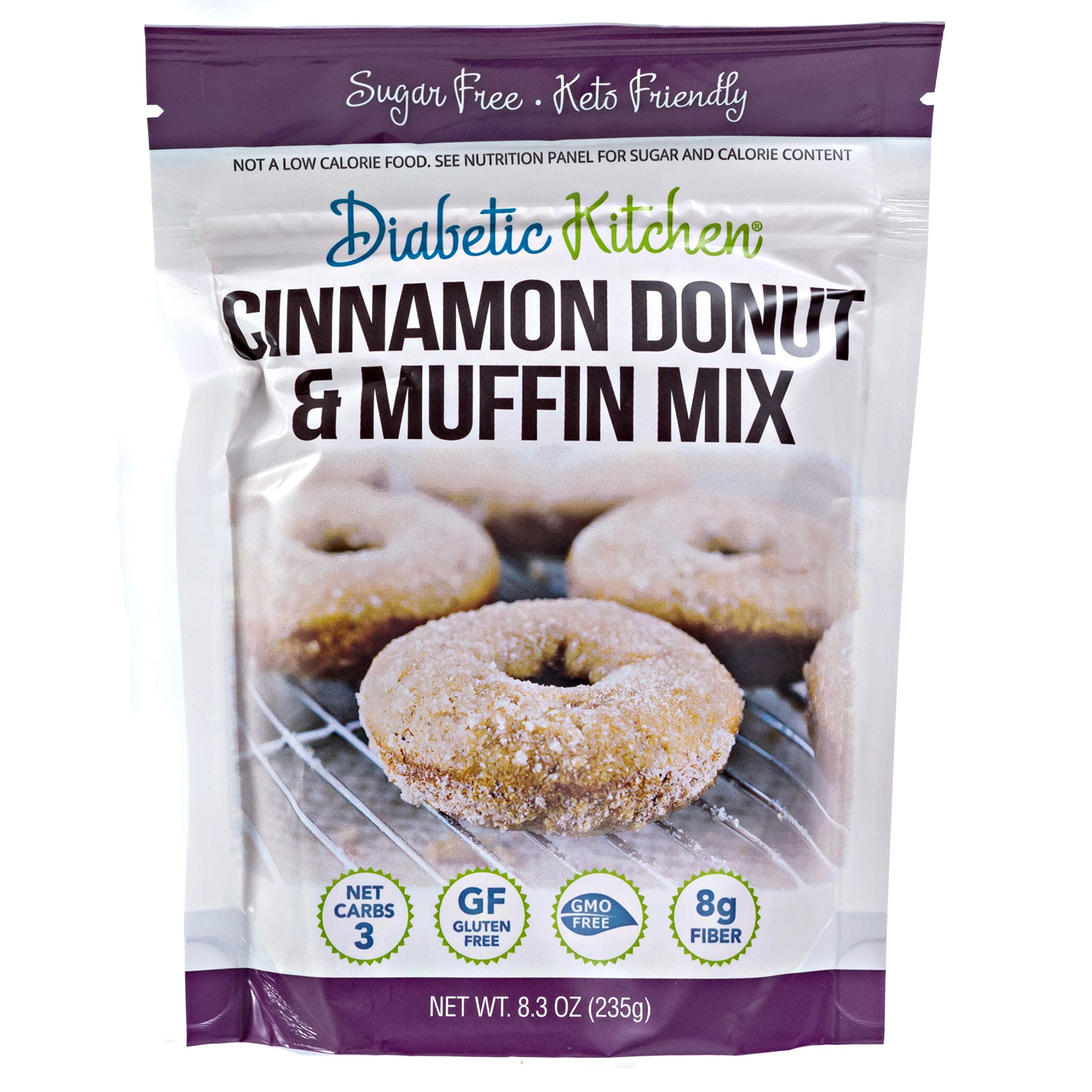 Diabetic Kitchen Cinnamon Keto Donut Mix - Sugar Free Muffin Mix - 3 Net Carbs Gluten Free - 8g Fiber Non-GMO No Artificial Sweeteners or Sugar Alcohols