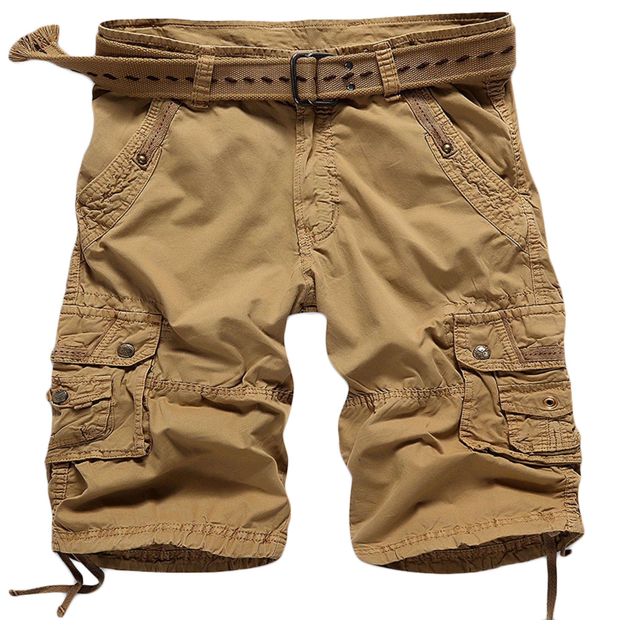 JEEPER Men's Cotton Twill Multi Pocket Cargo Shorts(No Belt)