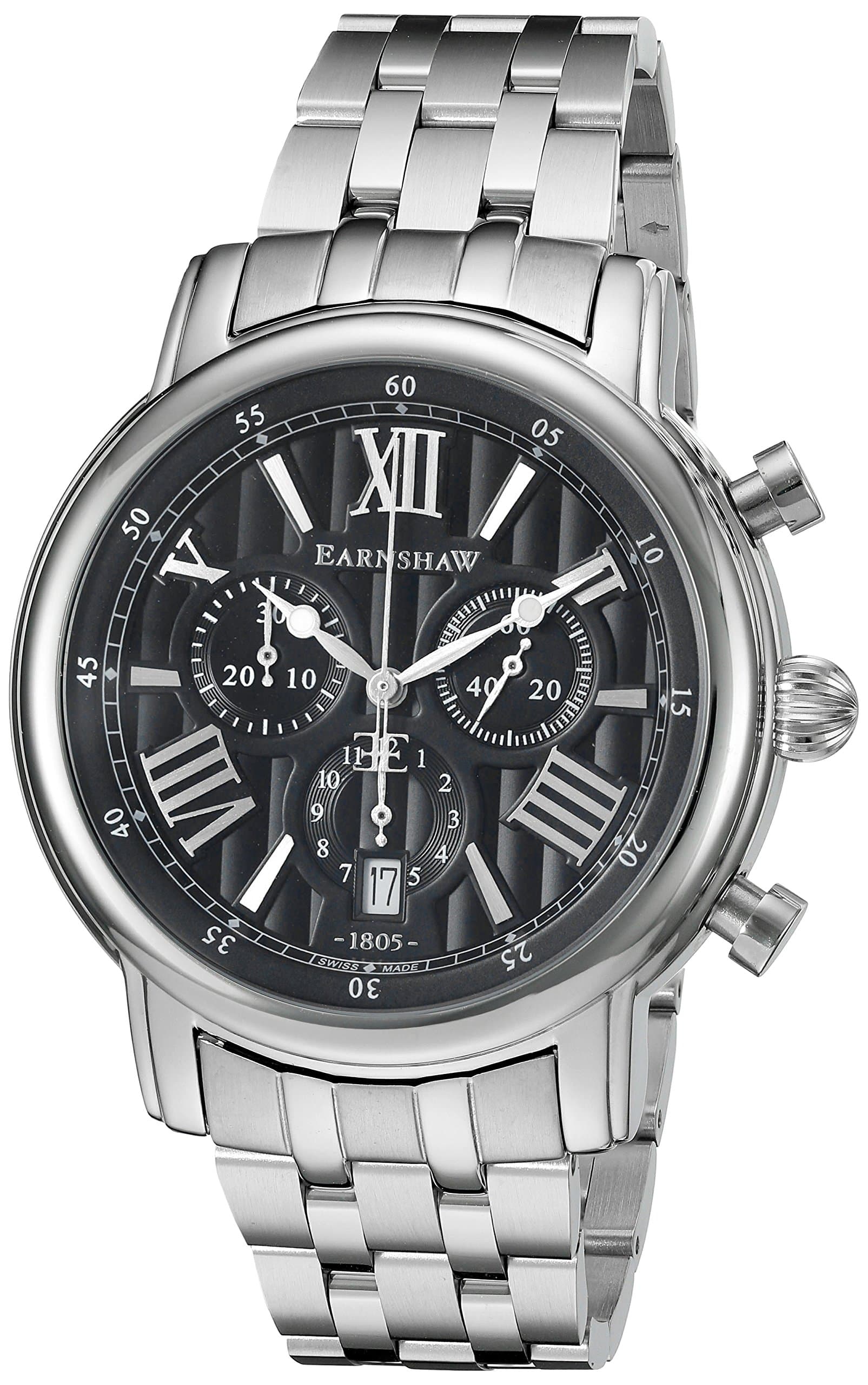 Thomas Earnshaw Men's 'Longcase 43' Swiss Quartz Stainless Steel Dress Watch (Model: ES-0016-11)