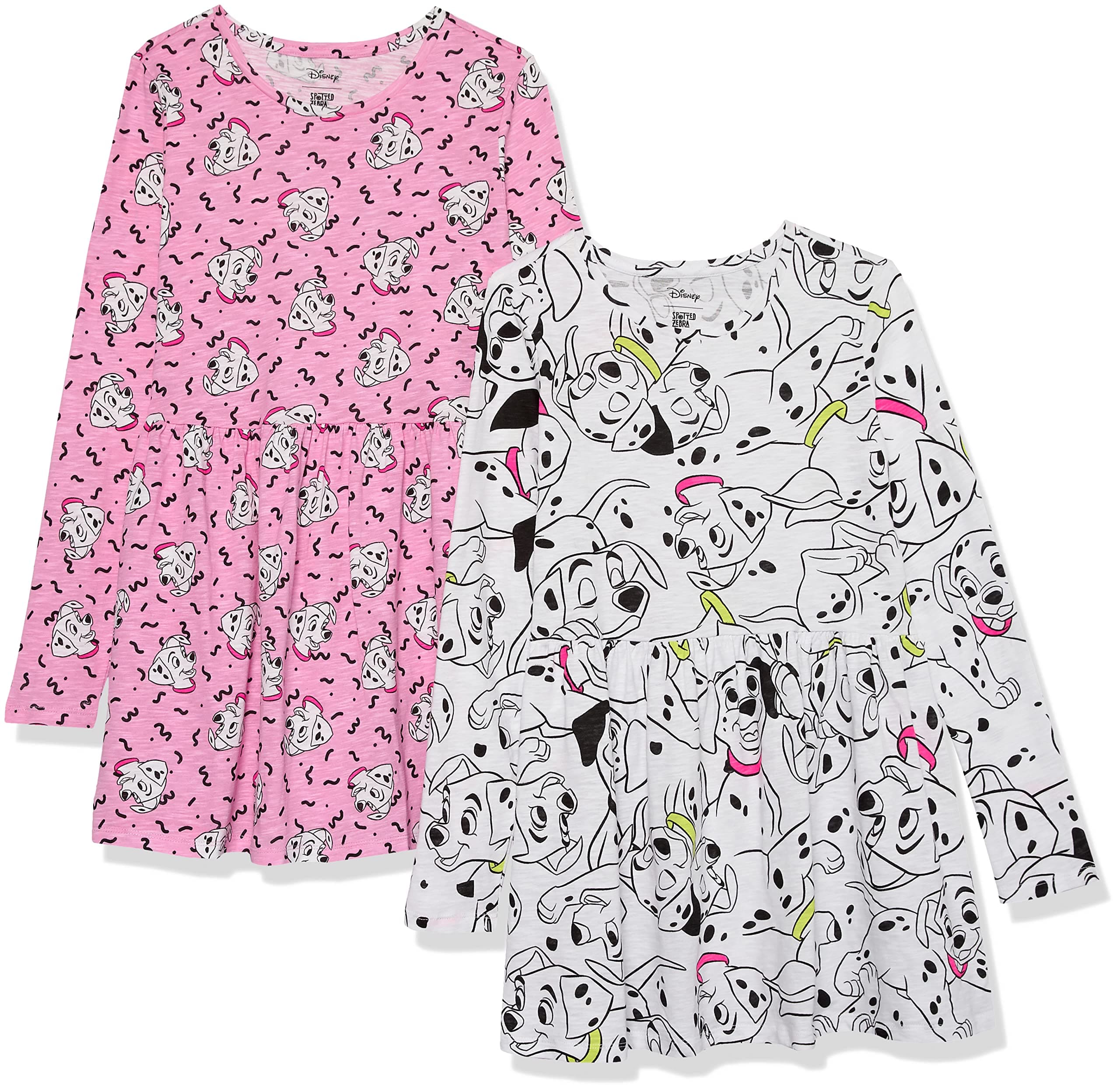 Amazon Essentials Disney | Marvel | Star Wars | Frozen | Princess Girls and Toddlers' Knitted Long-Sleeved Play Dresses (Previously Spotted Zebra), Pack of 2