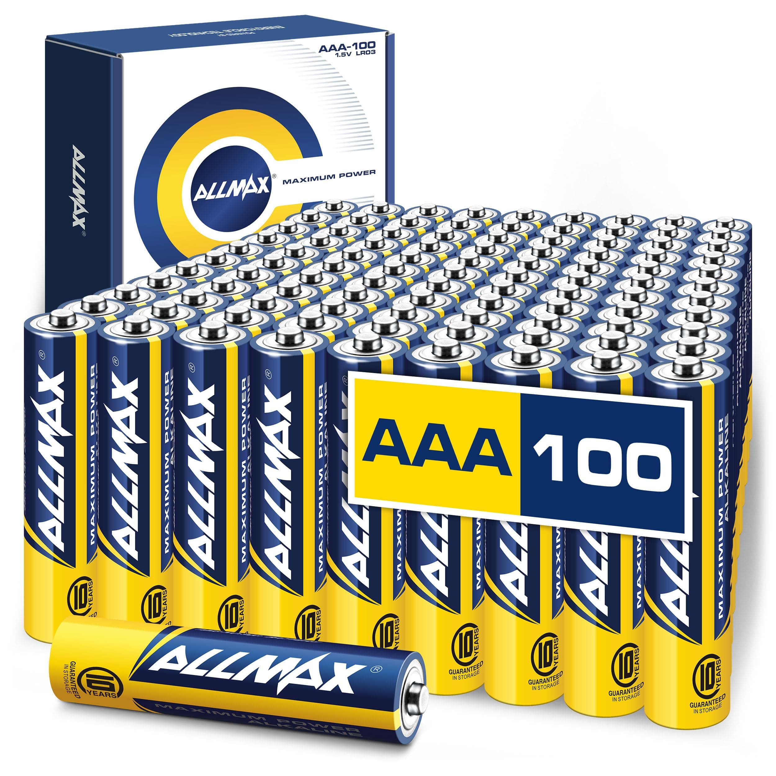 ALLMAX All-Powerful Alkaline Batteries- AAA (100-Pack), Ultra Long Lasting, Leakproof, 1.5V Cell