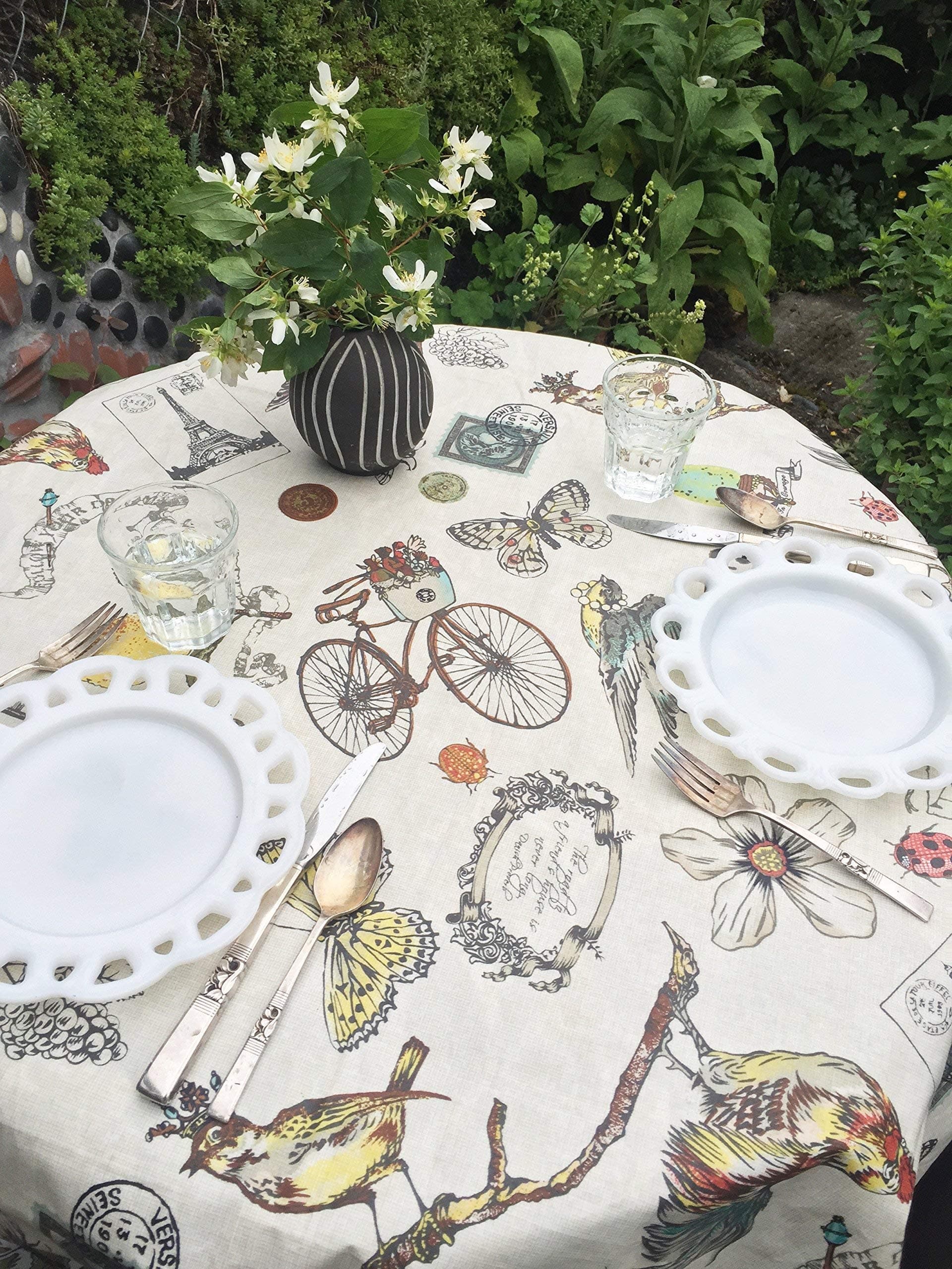 Coated cotton tablecloth in"VINTAGE" pattern.