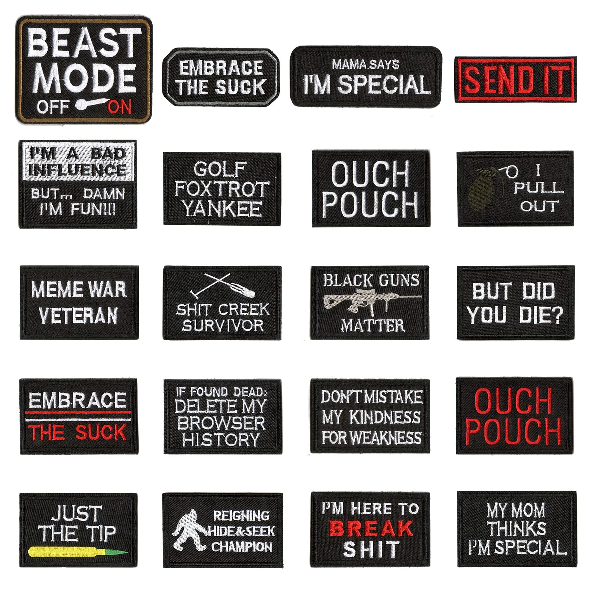 WZT 20 Pieces Funny Tactical Military Morale Patch Full Embroidery Patch Set for Caps,Bags,Backpacks,Clothes,Vest,Military Uniforms,Tactical Gears Etc. (Navy)
