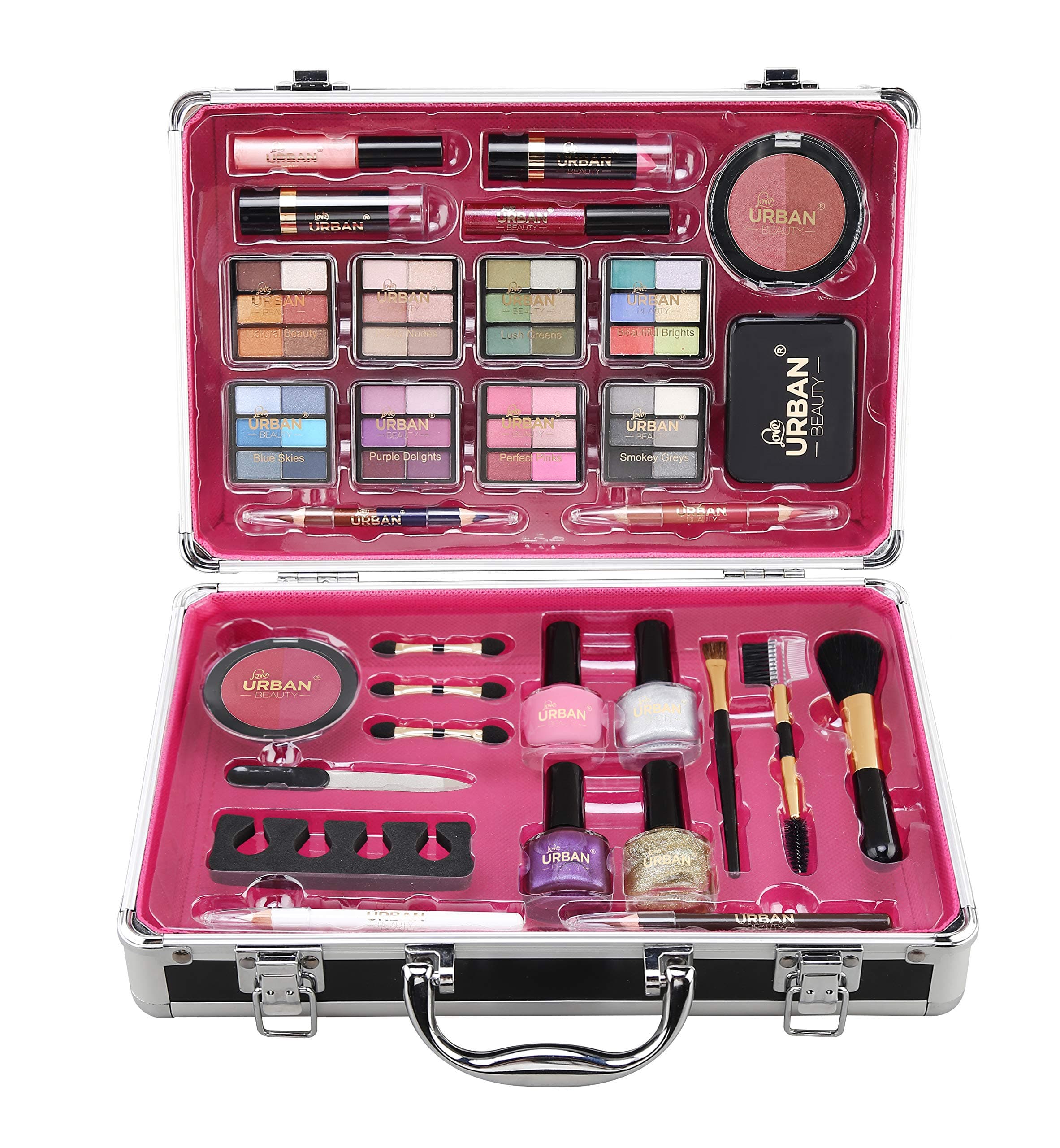 Professional Vanity Case Cosmetic Make Up Urban Beauty Box Travel Carry Gift 57 Piece Storage Organizer - Eyes Lips Face Nail